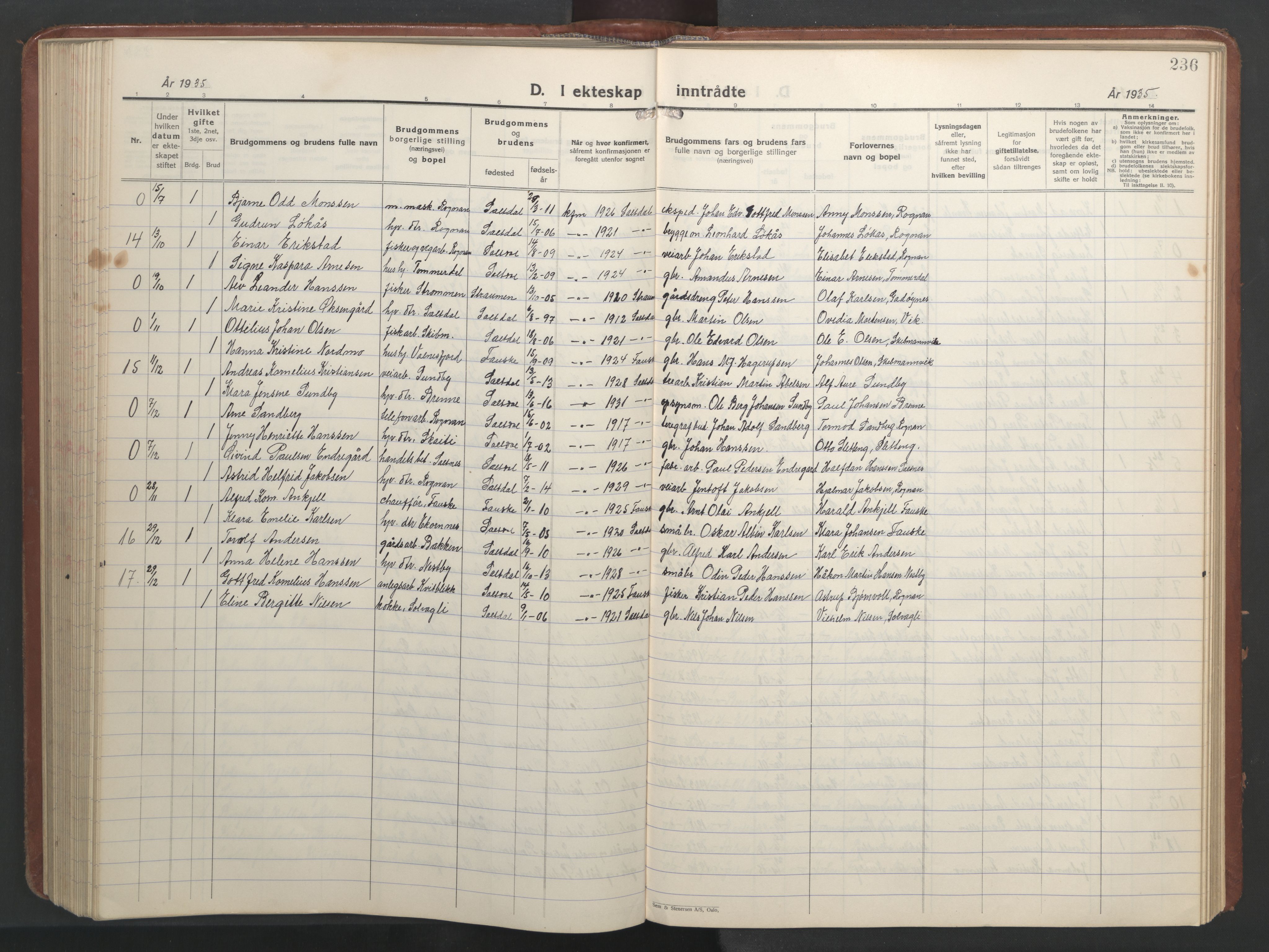 Ministerialprotokoller, klokkerbøker og fødselsregistre - Nordland, AV/SAT-A-1459/847/L0680: Parish register (copy) no. 847C08, 1930-1947, p. 236