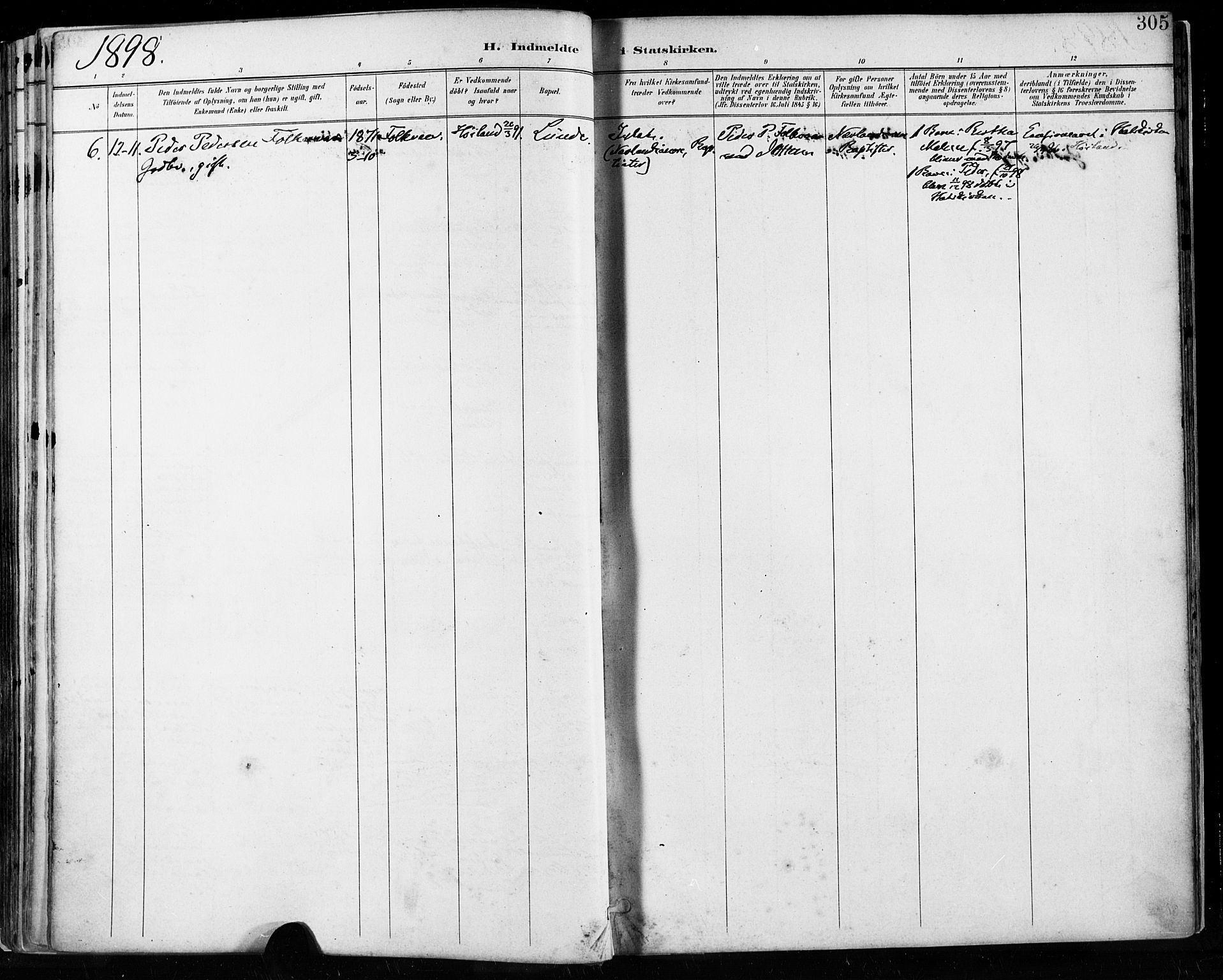 Høyland sokneprestkontor, SAST/A-101799/001/30BA/L0013: Parish register (official) no. A 13.2, 1889-1898, p. 305