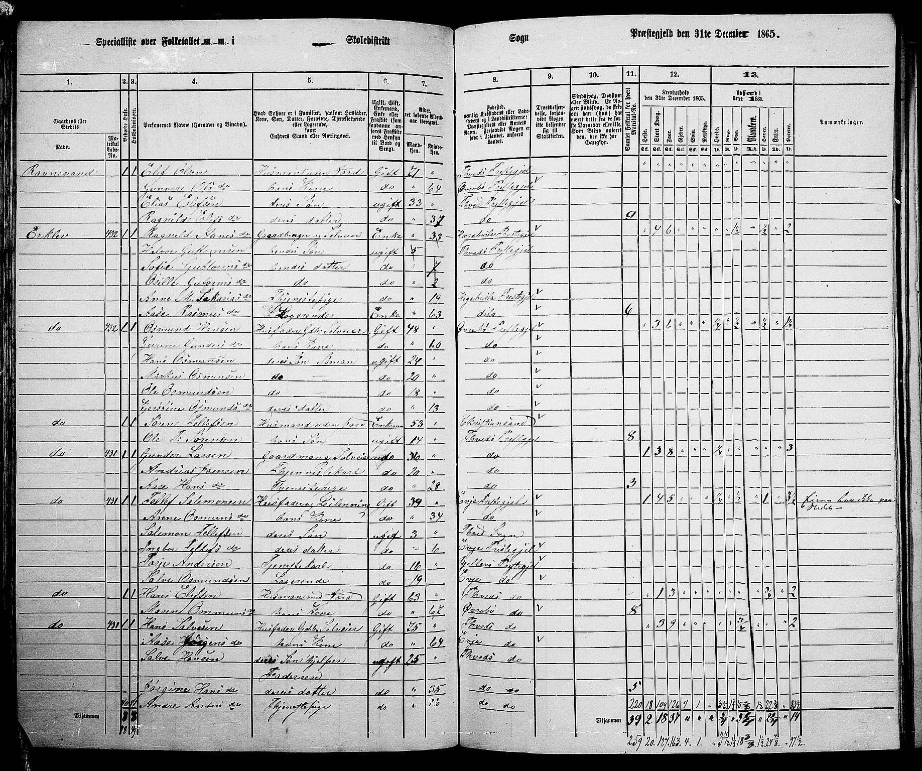 RA, 1865 census for Tveit, 1865, p. 76