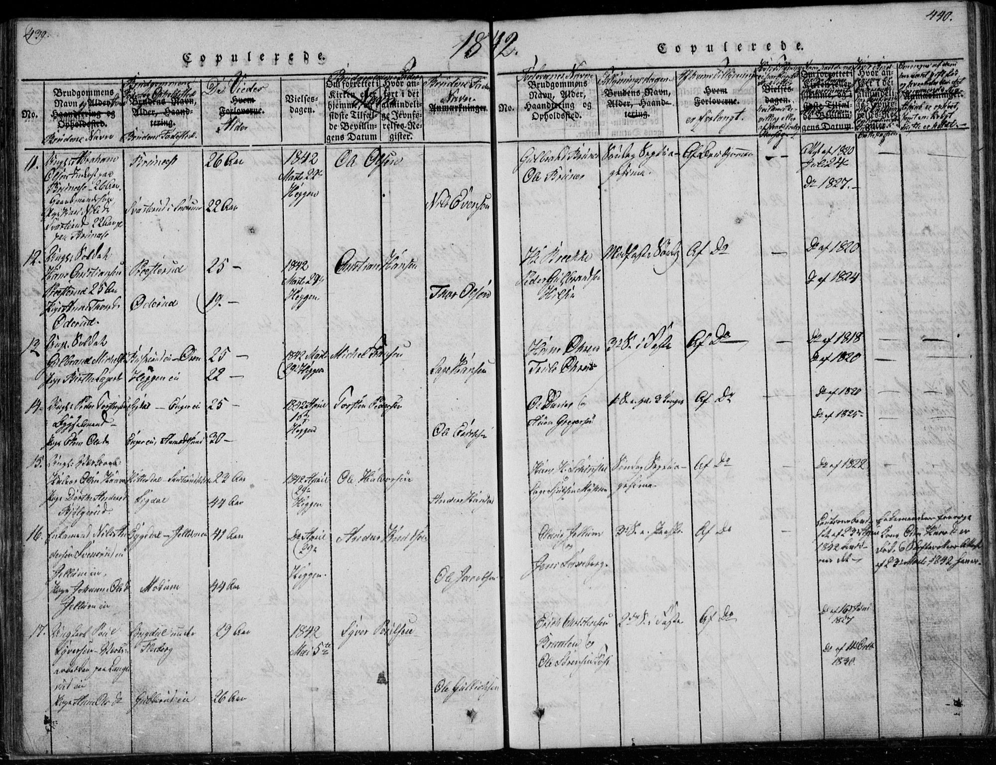 Modum kirkebøker, AV/SAKO-A-234/G/Ga/L0003: Parish register (copy) no. I 3, 1832-1842, p. 439-440