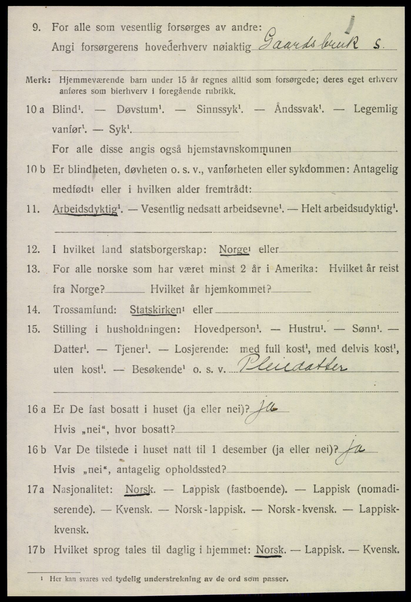 SAT, 1920 census for Lurøy, 1920, p. 5198