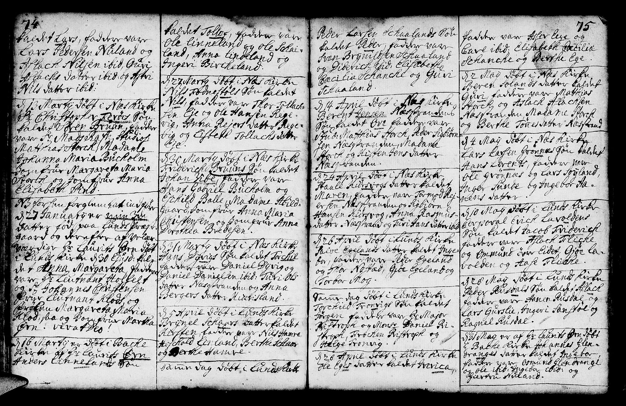 Lund sokneprestkontor, AV/SAST-A-101809/S06/L0002: Parish register (official) no. A 2, 1738-1760, p. 74-75