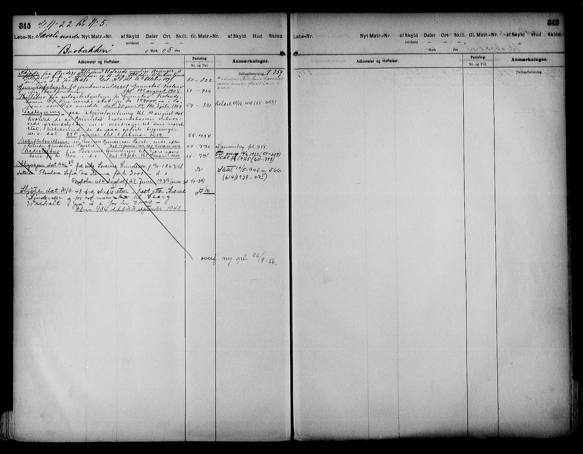 Vestre Nedenes/Sand sorenskriveri, SAK/1221-0010/G/Ga/L0018: Mortgage register no. 13b, 1872-1956, p. 345
