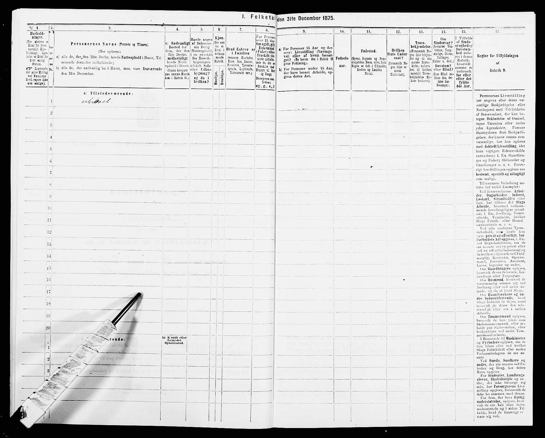 SAK, 1875 census for 1032P Lyngdal, 1875, p. 498