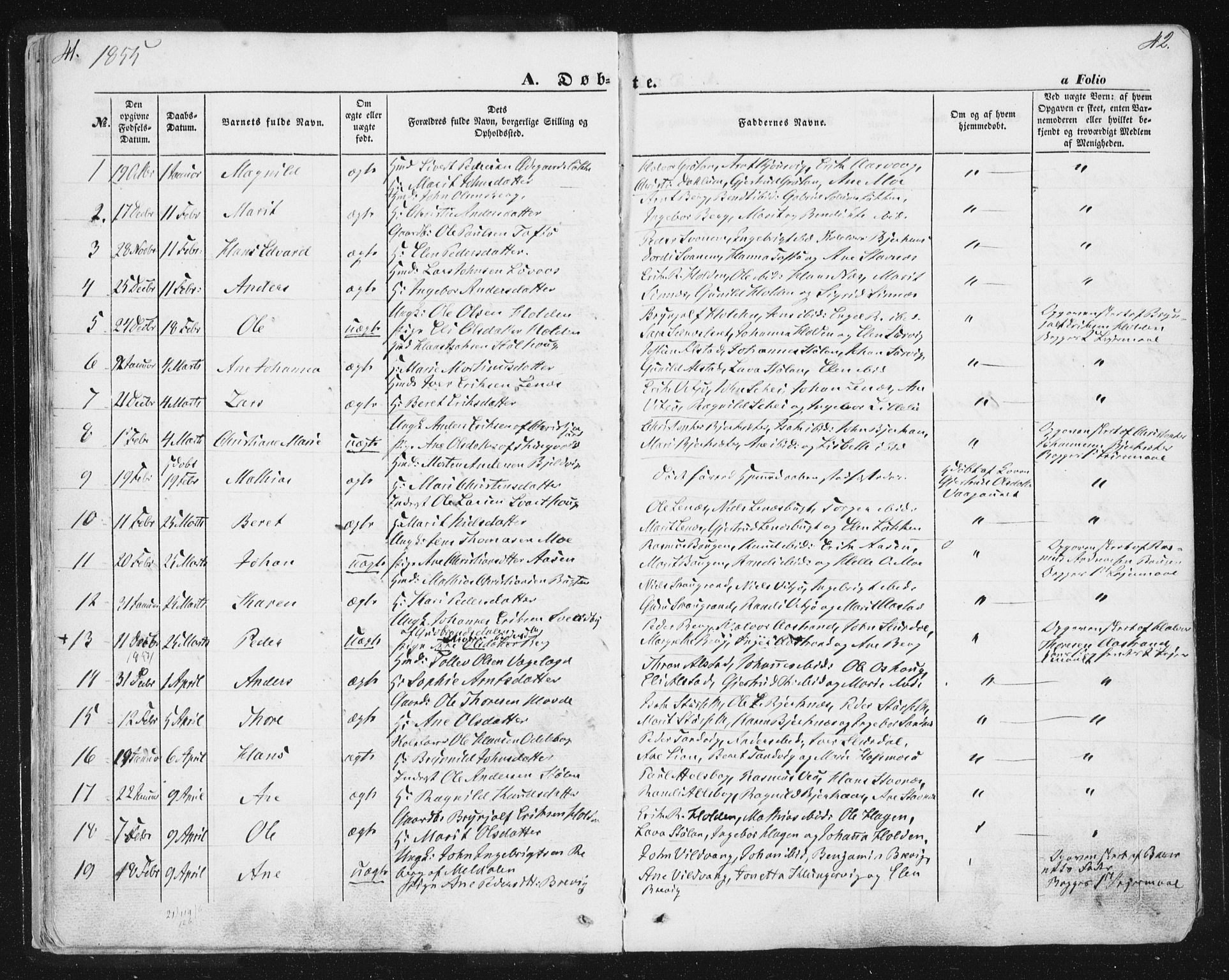 Ministerialprotokoller, klokkerbøker og fødselsregistre - Sør-Trøndelag, SAT/A-1456/630/L0494: Parish register (official) no. 630A07, 1852-1868, p. 41-42