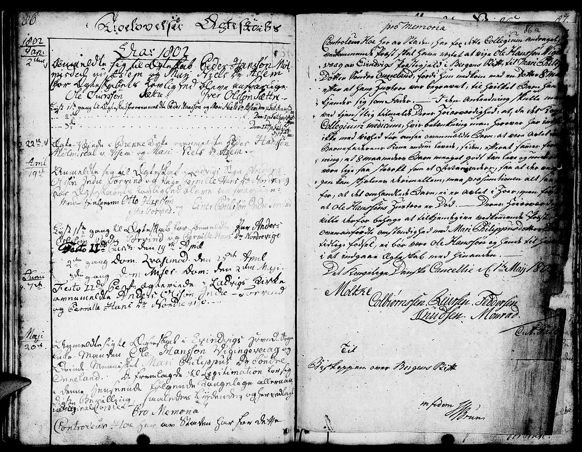 Gulen sokneprestembete, SAB/A-80201/H/Haa/Haaa/L0016: Parish register (official) no. A 16, 1798-1808, p. 86-87