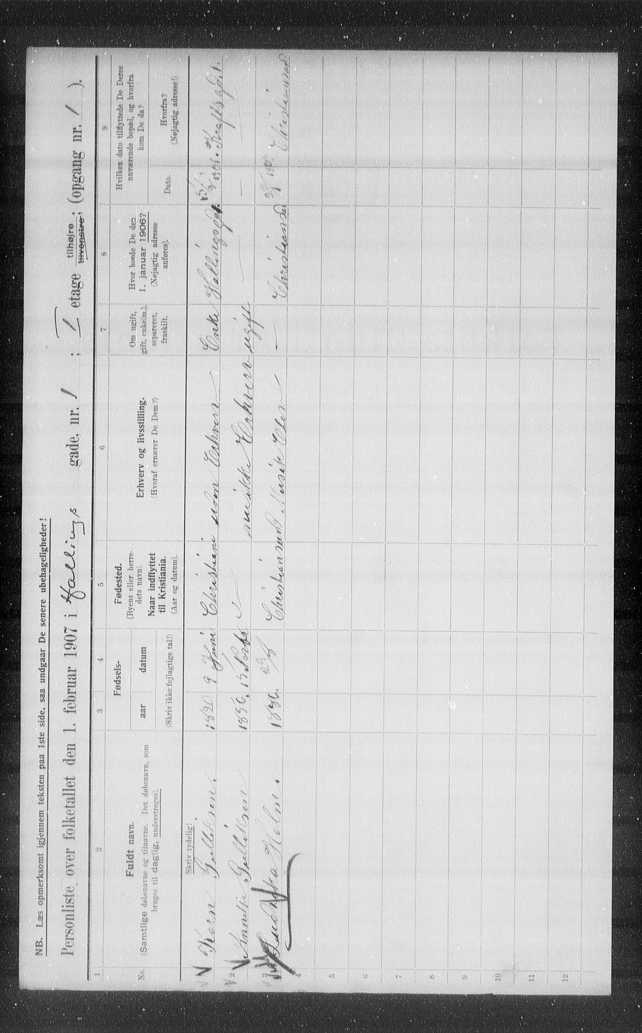 OBA, Municipal Census 1907 for Kristiania, 1907, p. 17456