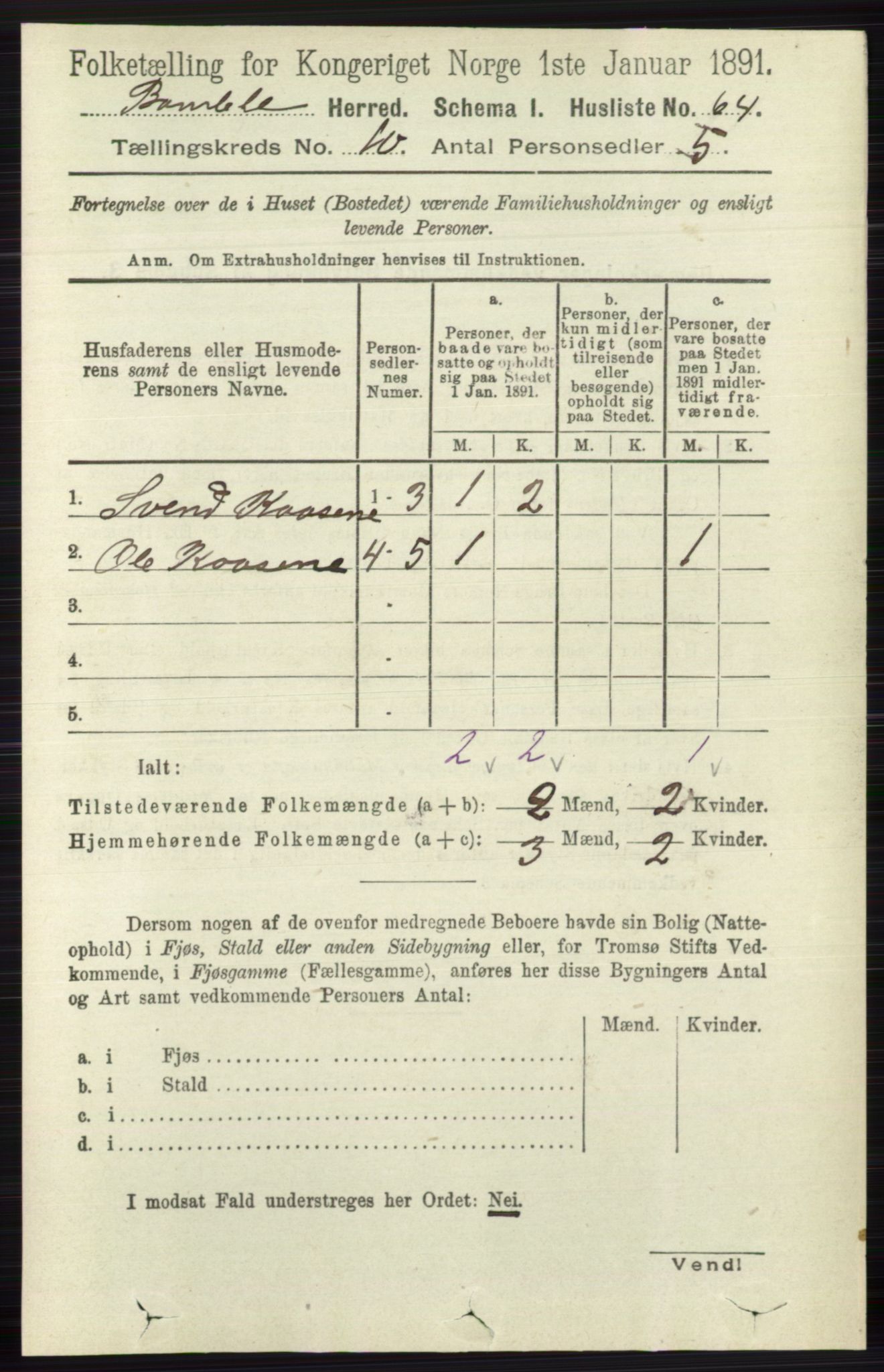 RA, 1891 census for 0814 Bamble, 1891, p. 5766