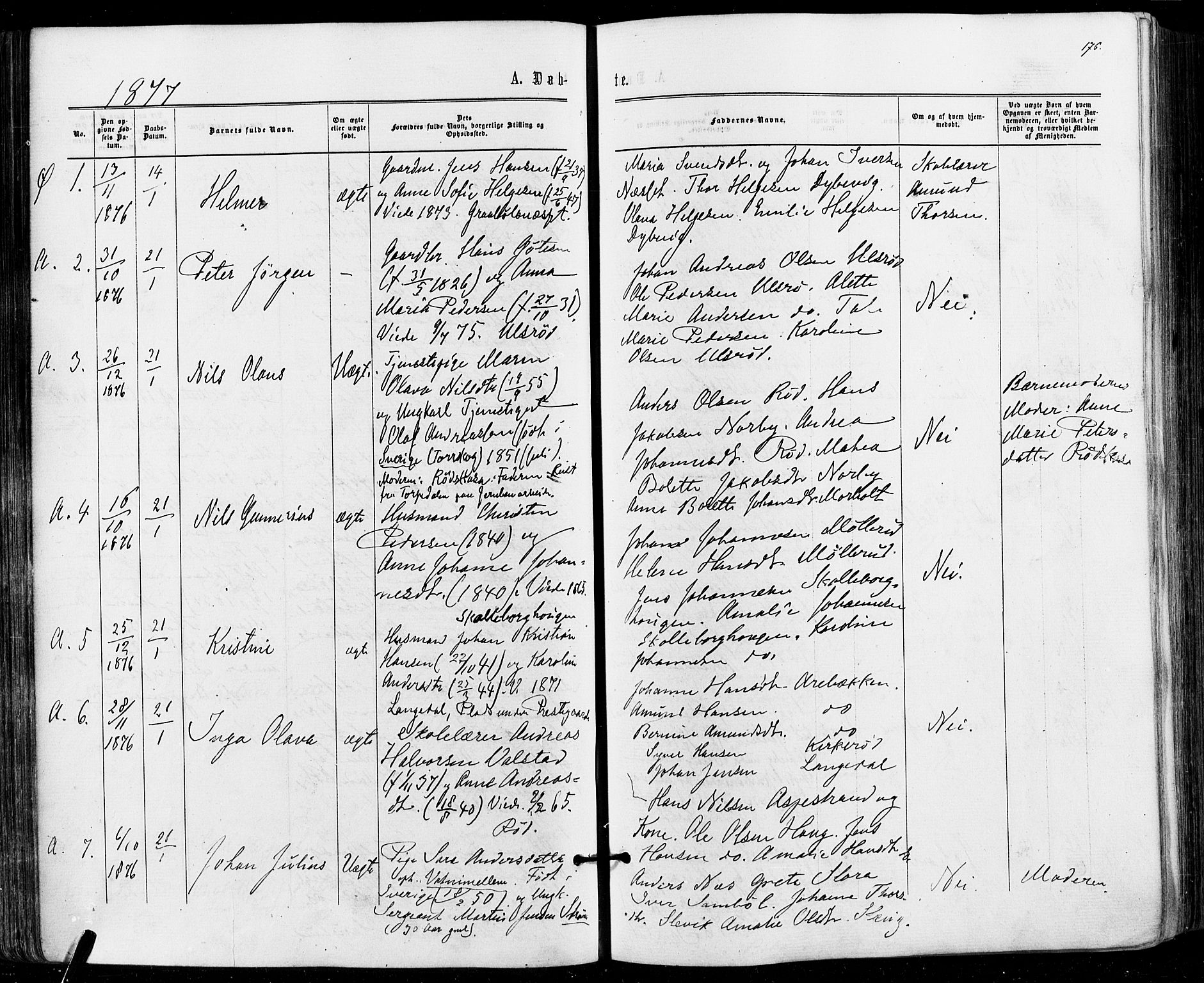 Aremark prestekontor Kirkebøker, SAO/A-10899/F/Fc/L0004: Parish register (official) no. III 4, 1866-1877, p. 175-176