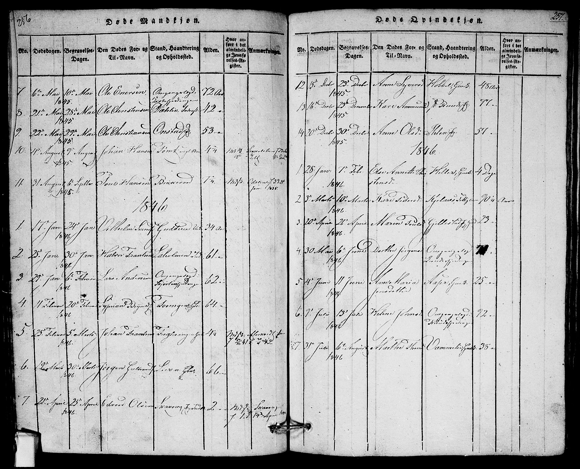 Askim prestekontor Kirkebøker, AV/SAO-A-10900/G/Ga/L0001: Parish register (copy) no. 1, 1817-1846, p. 256-257