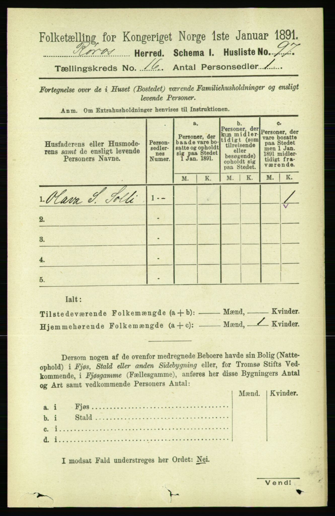 RA, 1891 census for 1640 Røros, 1891, p. 3777