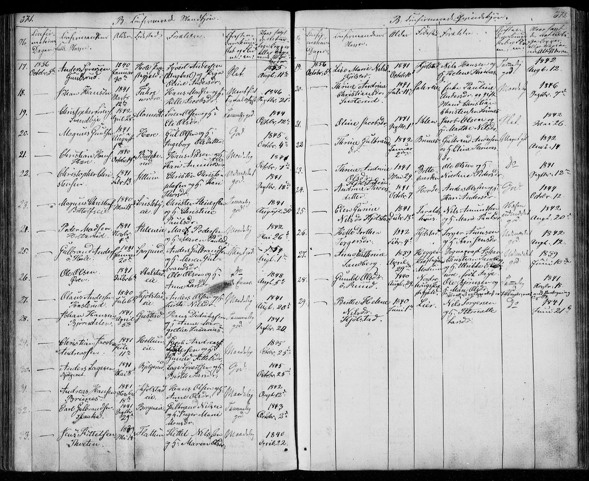 Modum kirkebøker, AV/SAKO-A-234/F/Fa/L0008: Parish register (official) no. 8, 1851-1859, p. 371-372