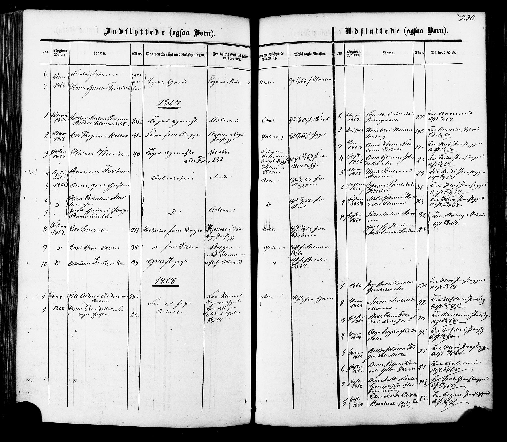 Ministerialprotokoller, klokkerbøker og fødselsregistre - Møre og Romsdal, AV/SAT-A-1454/513/L0175: Parish register (official) no. 513A02, 1856-1877, p. 230