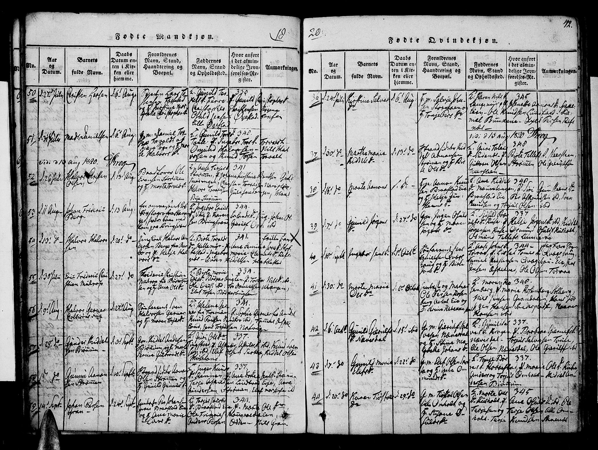 Øyestad sokneprestkontor, AV/SAK-1111-0049/F/Fa/L0012: Parish register (official) no. A 12, 1816-1827, p. 42