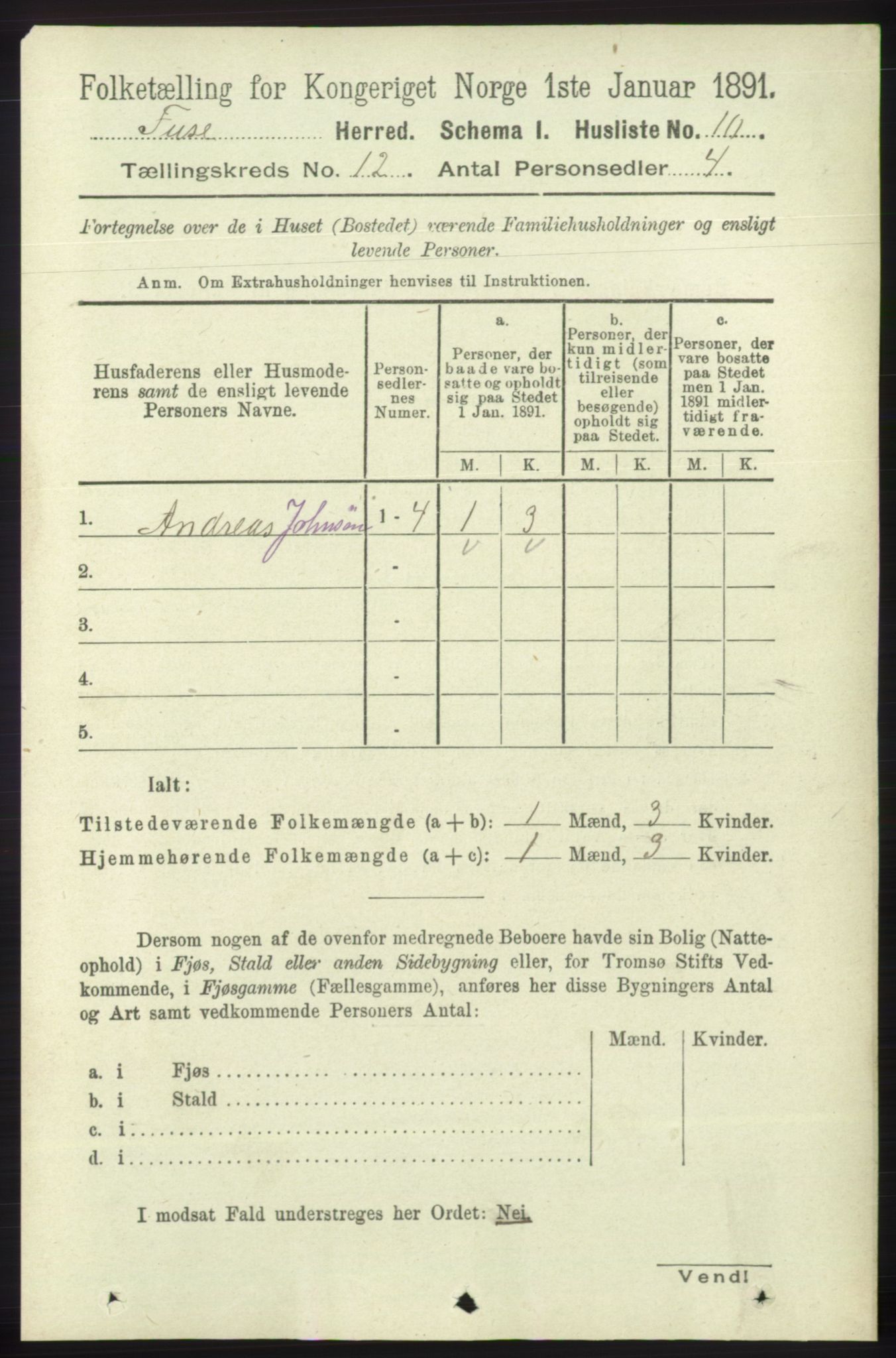 RA, 1891 census for 1241 Fusa, 1891, p. 2310