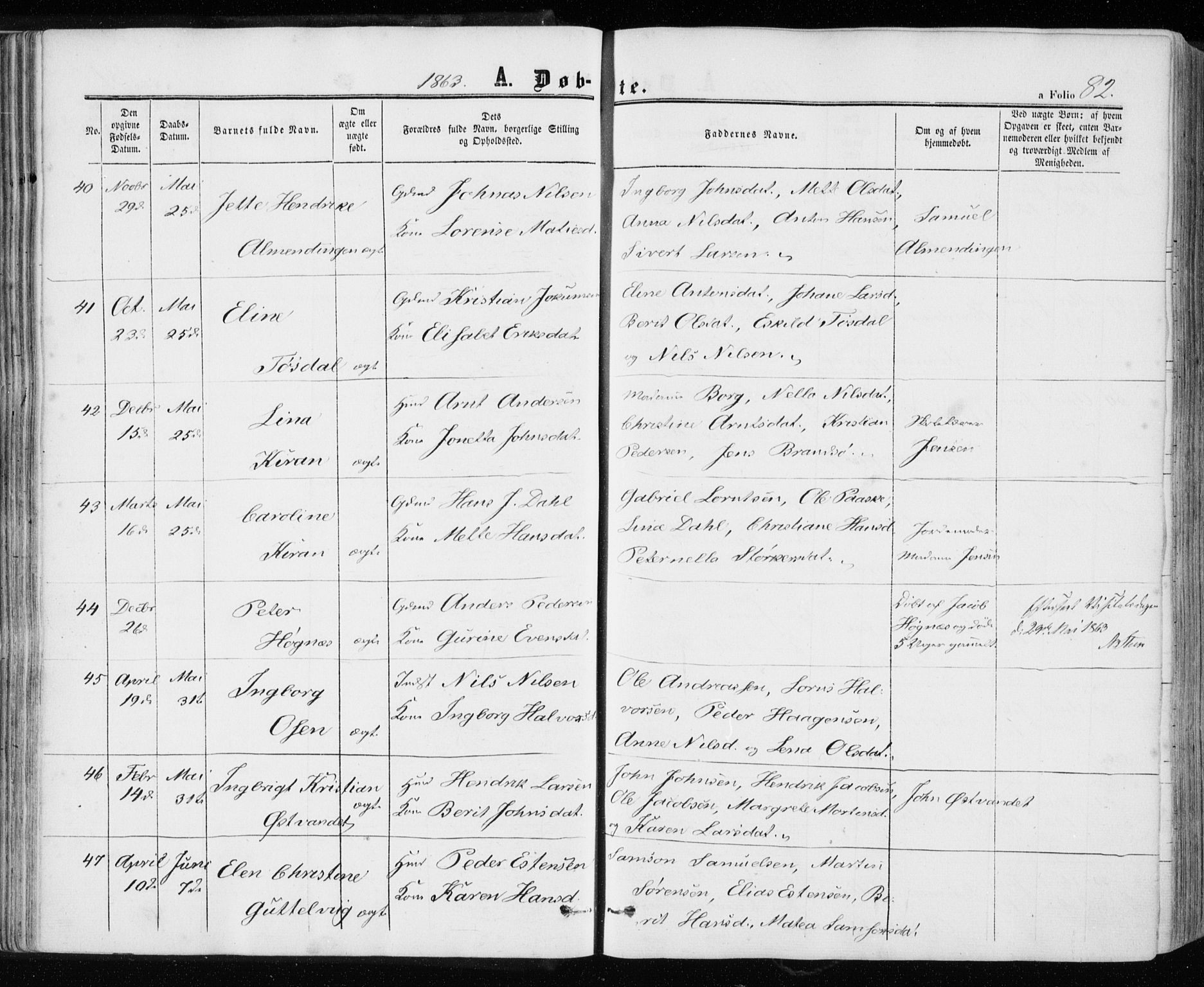 Ministerialprotokoller, klokkerbøker og fødselsregistre - Sør-Trøndelag, SAT/A-1456/657/L0705: Parish register (official) no. 657A06, 1858-1867, p. 82