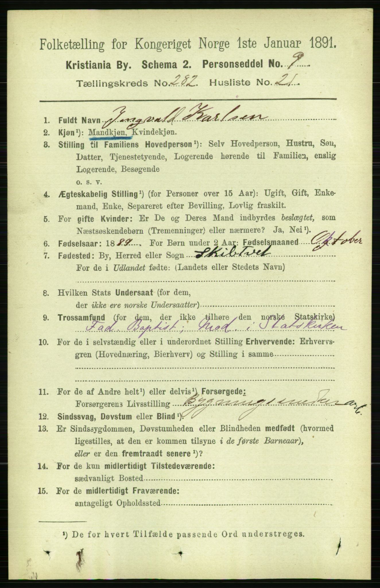 RA, 1891 census for 0301 Kristiania, 1891, p. 172308