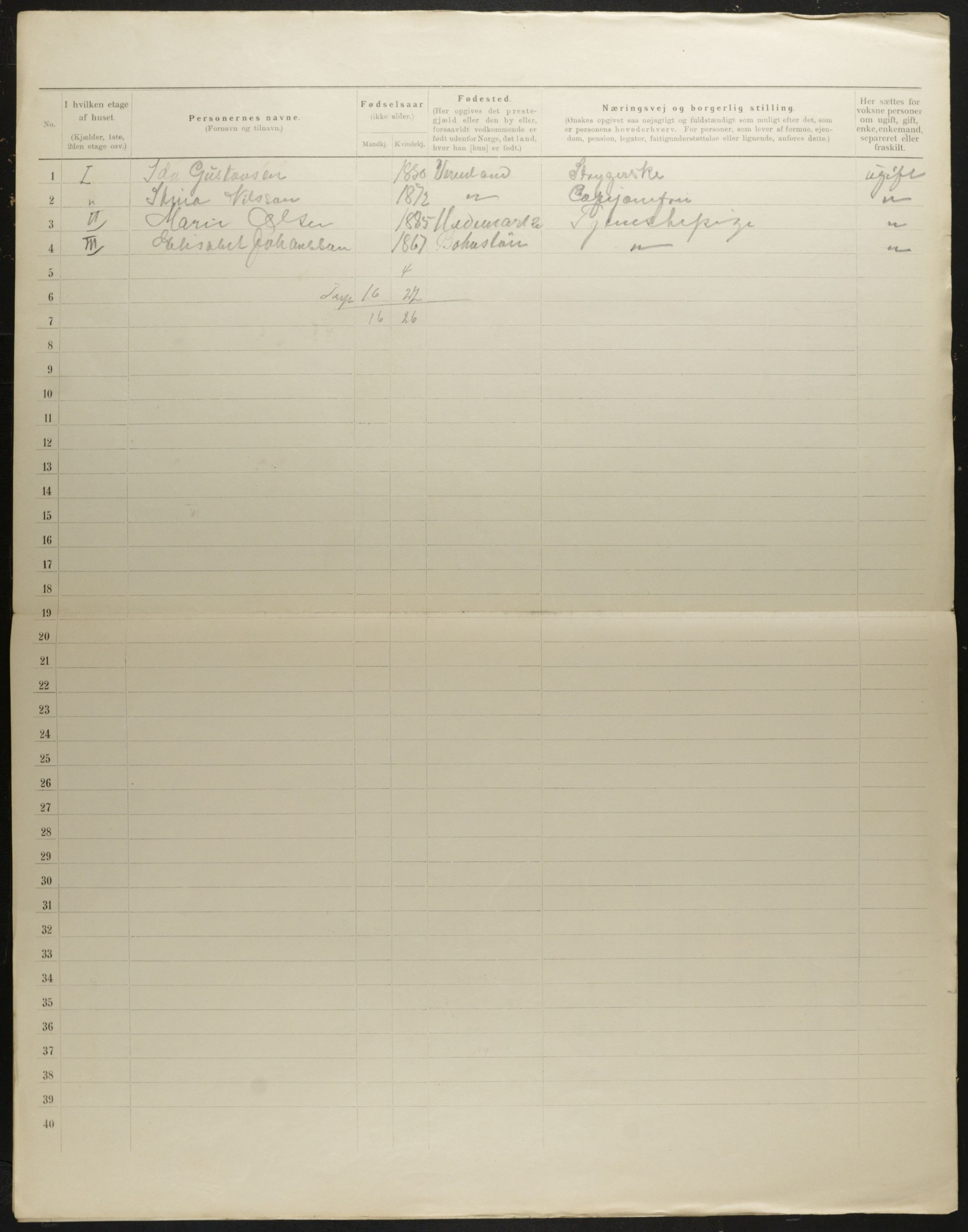 OBA, Municipal Census 1901 for Kristiania, 1901, p. 1284