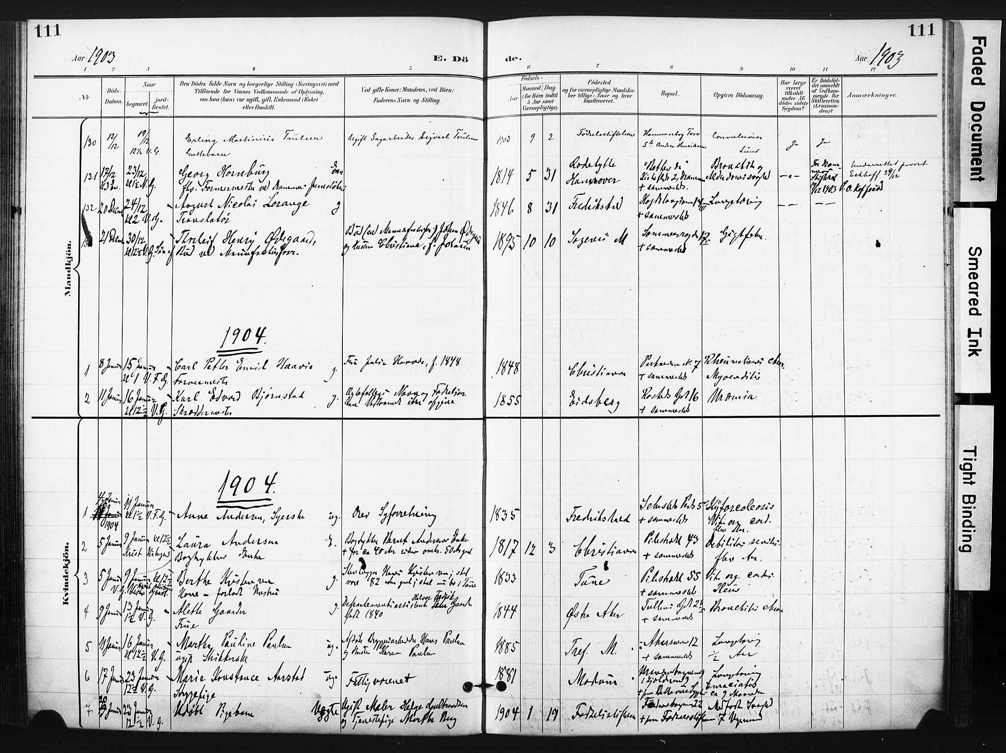 Trefoldighet prestekontor Kirkebøker, AV/SAO-A-10882/F/Fd/L0004: Parish register (official) no. IV 4, 1897-1912, p. 111