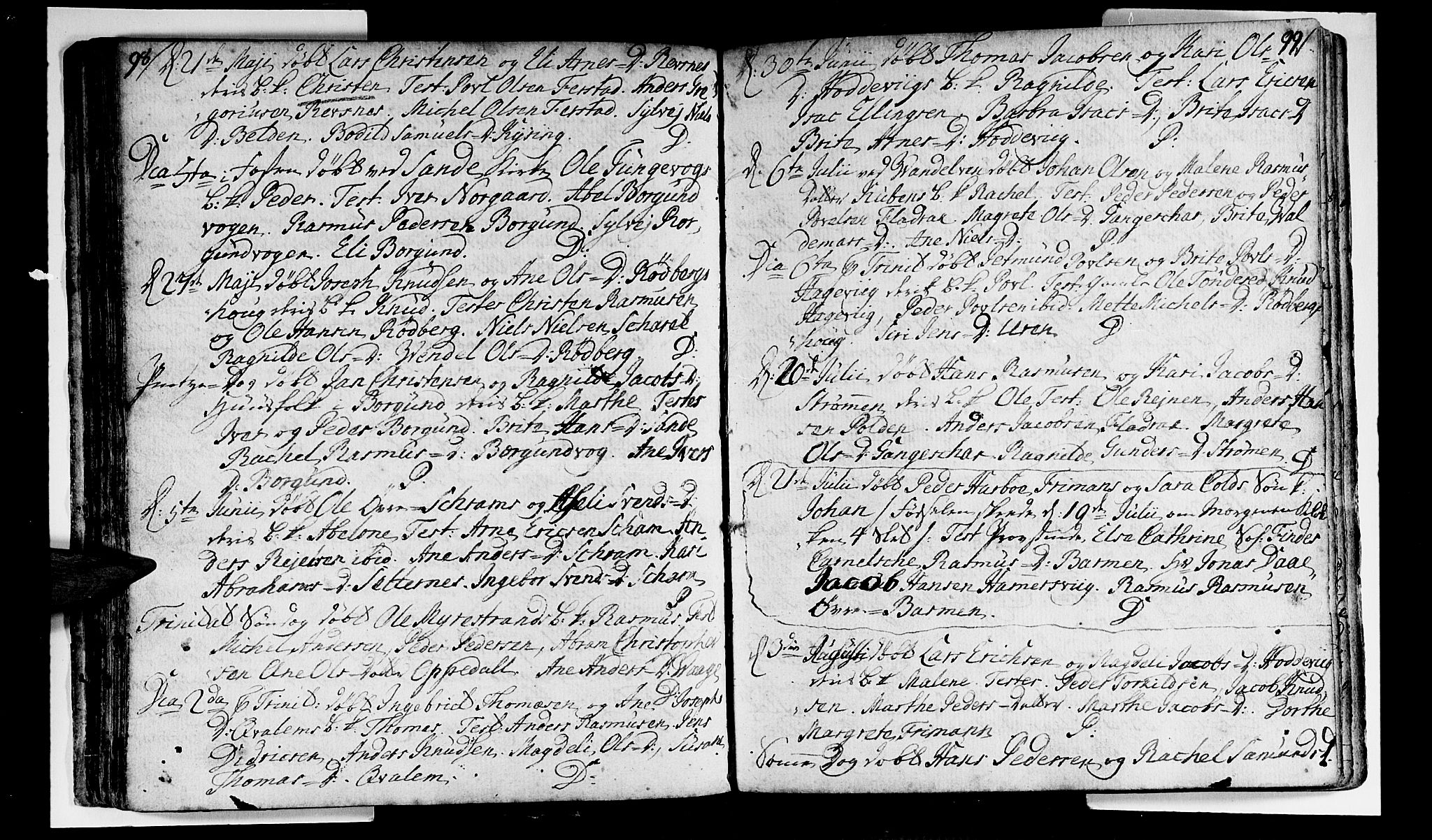Selje sokneprestembete, SAB/A-99938/H/Ha/Haa/Haaa: Parish register (official) no. A 4, 1743-1759, p. 98-99