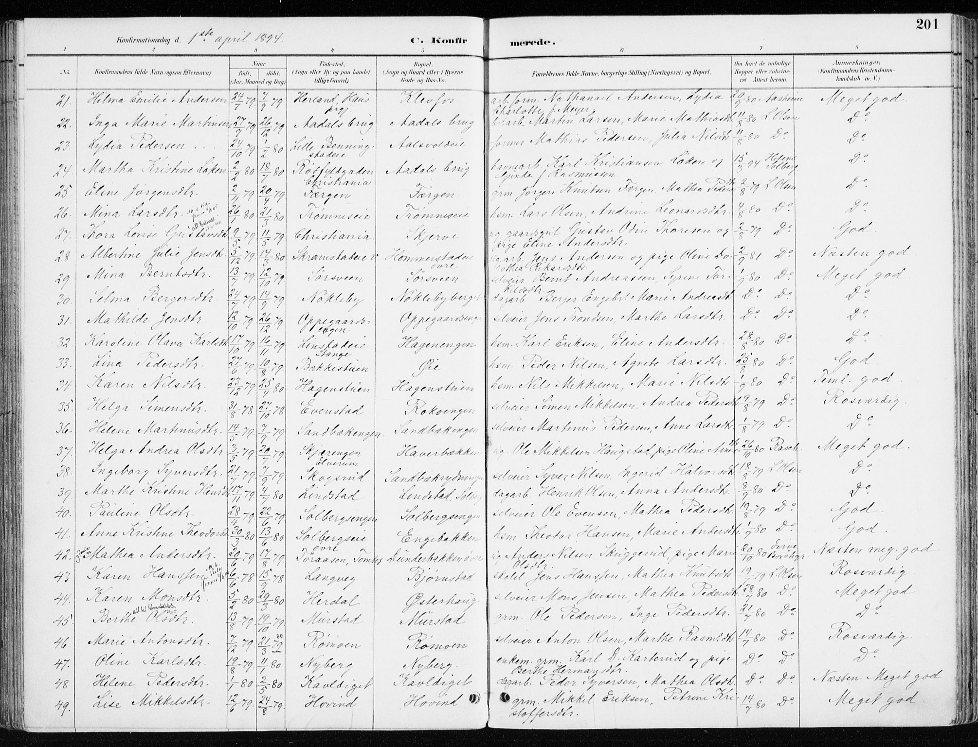 Løten prestekontor, AV/SAH-PREST-022/K/Ka/L0010: Parish register (official) no. 10, 1892-1907, p. 201
