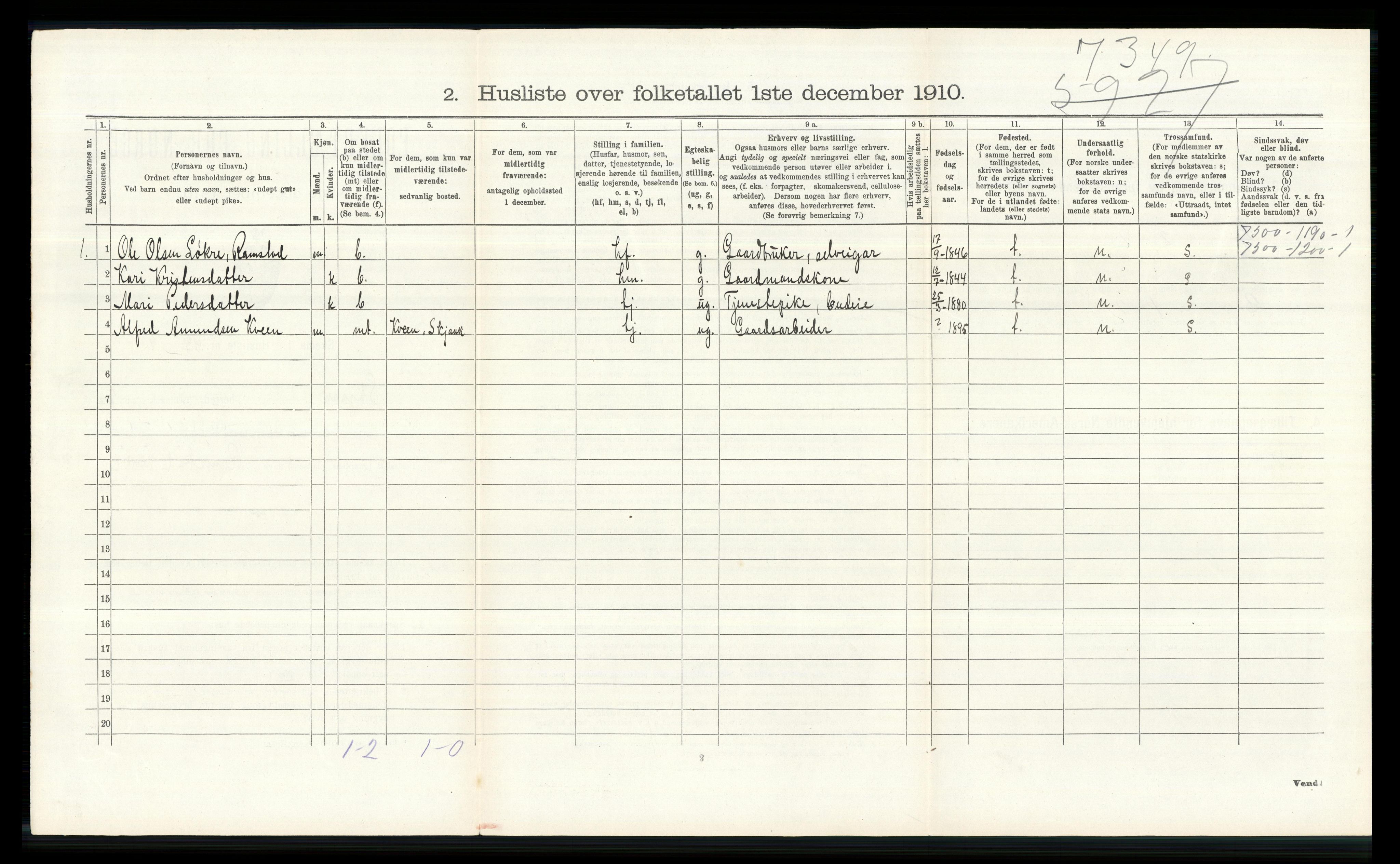 RA, 1910 census for Skjåk, 1910, p. 295