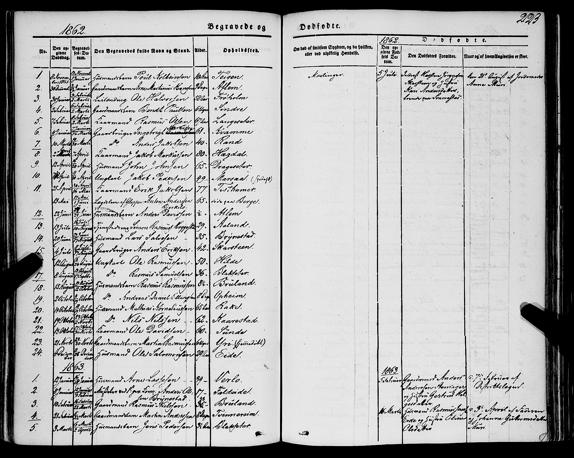 Innvik sokneprestembete, AV/SAB-A-80501: Parish register (official) no. A 5, 1847-1865, p. 223