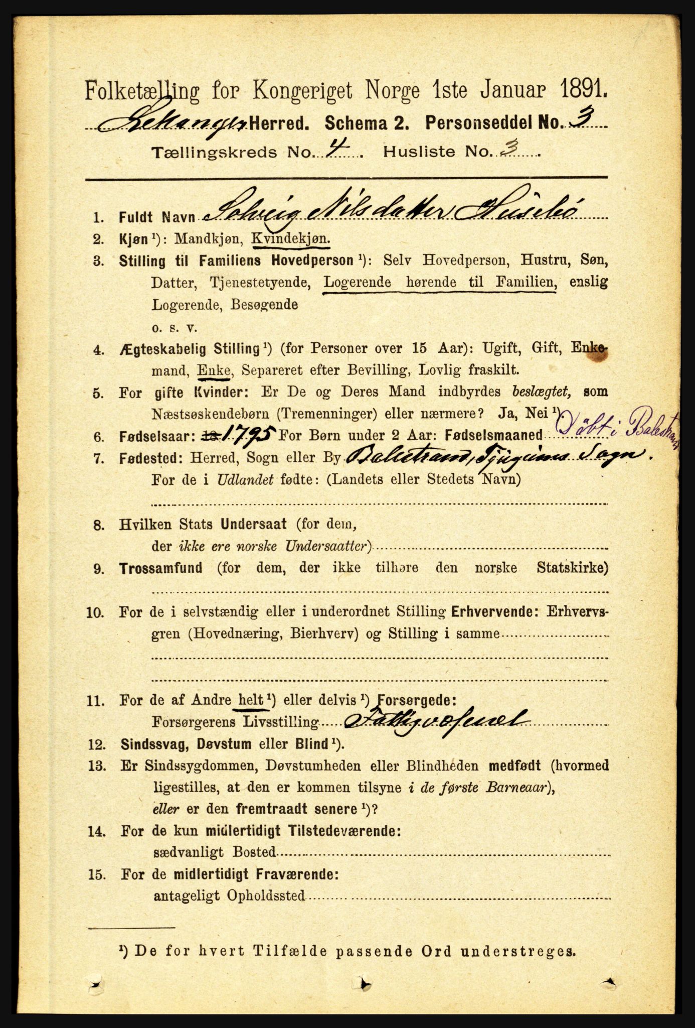 RA, 1891 census for 1419 Leikanger, 1891, p. 578