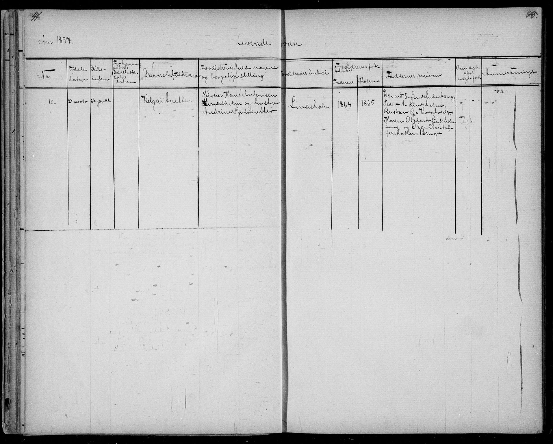 Lardal kirkebøker, AV/SAKO-A-350/G/Gb/L0001: Parish register (copy) no. II 1, 1864-1899, p. 44-45