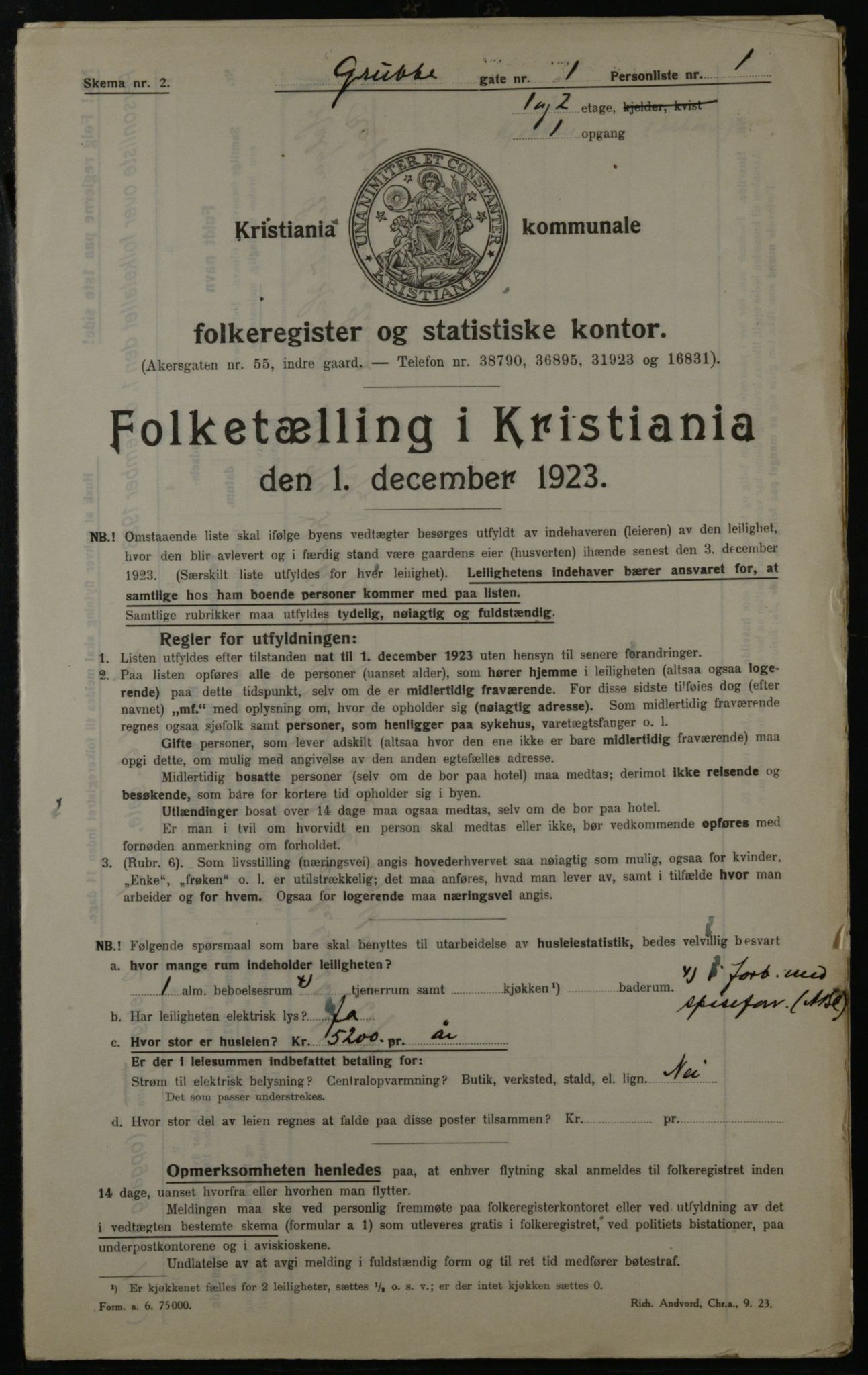 OBA, Municipal Census 1923 for Kristiania, 1923, p. 34044