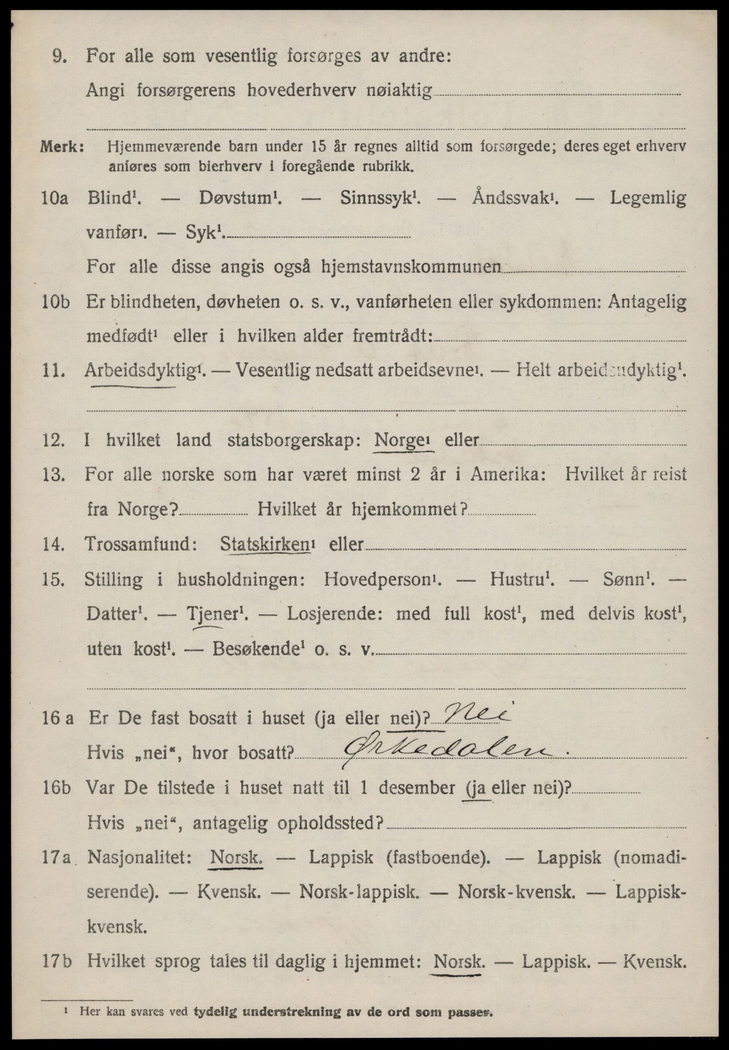 SAT, 1920 census for Meldal, 1920, p. 9148