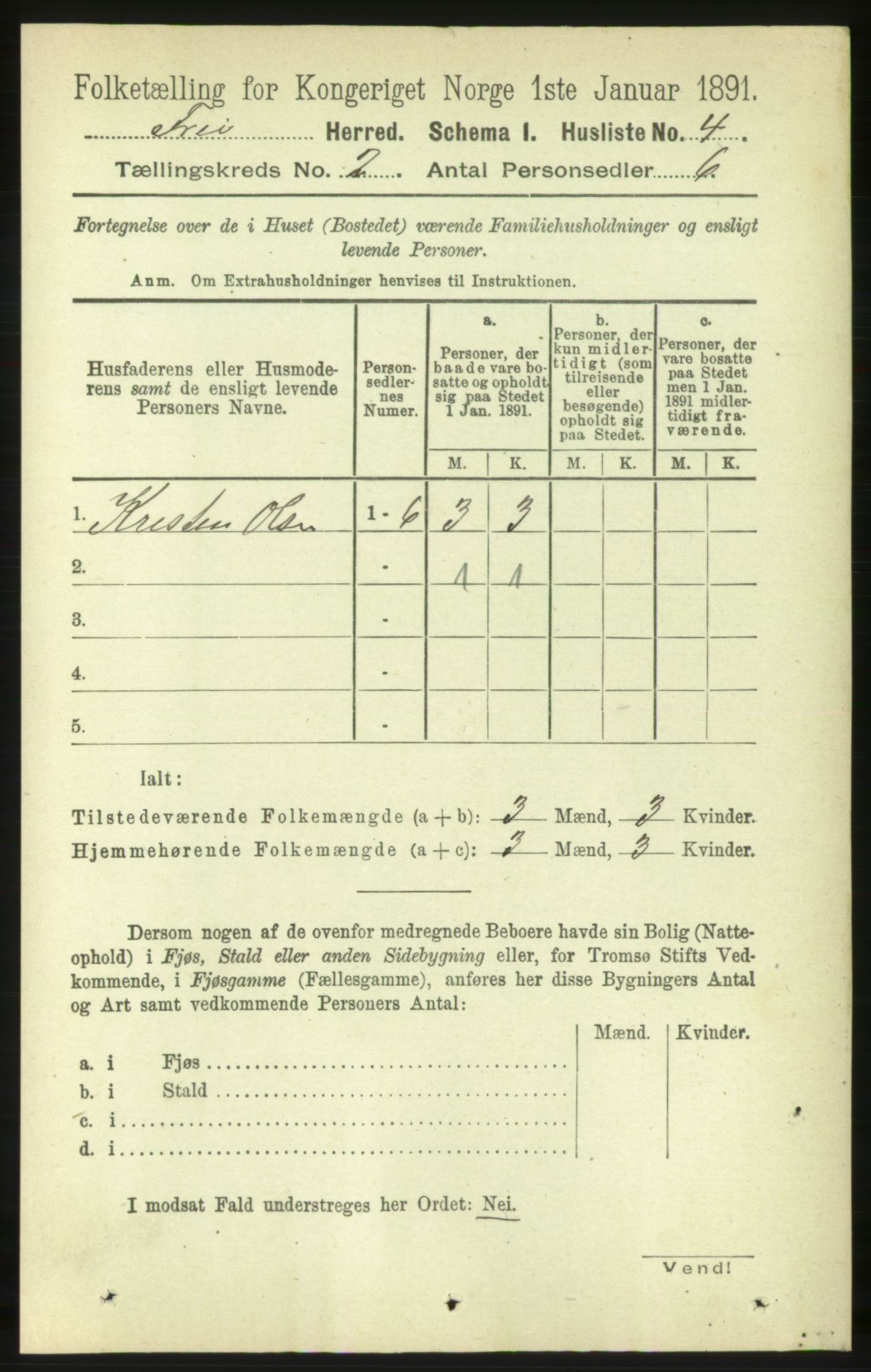 RA, 1891 census for 1556 Frei, 1891, p. 673