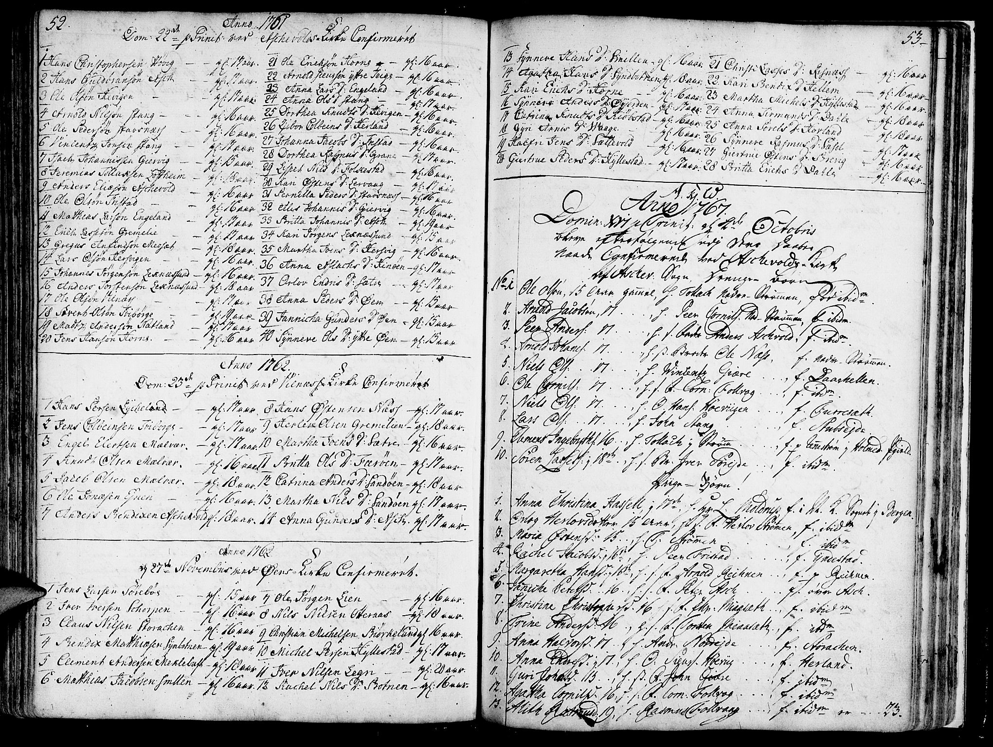 Askvoll sokneprestembete, SAB/A-79501/H/Haa/Haaa/L0008: Parish register (official) no. A 8, 1749-1775, p. 52-53