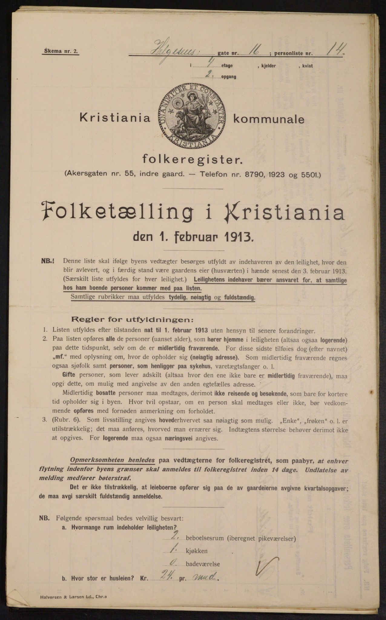 OBA, Municipal Census 1913 for Kristiania, 1913, p. 37830