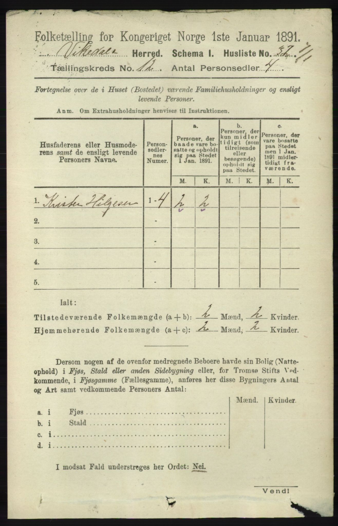 RA, 1891 census for 1157 Vikedal, 1891, p. 3179