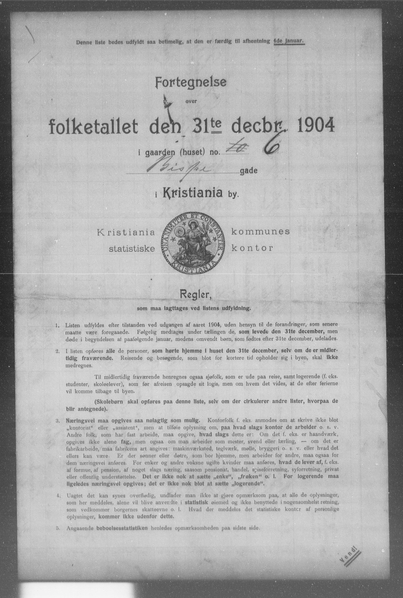 OBA, Municipal Census 1904 for Kristiania, 1904, p. 1200