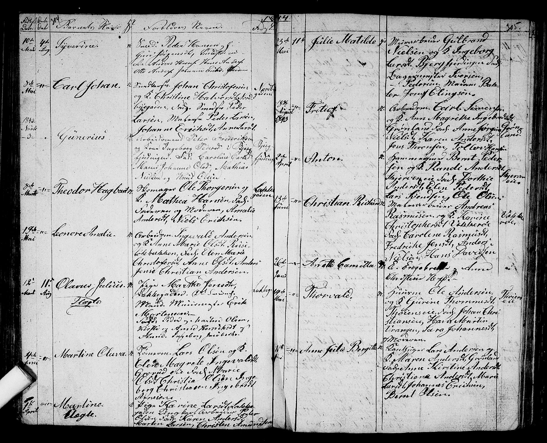 Aker prestekontor kirkebøker, SAO/A-10861/G/L0007: Parish register (copy) no. 7, 1838-1846, p. 304-305