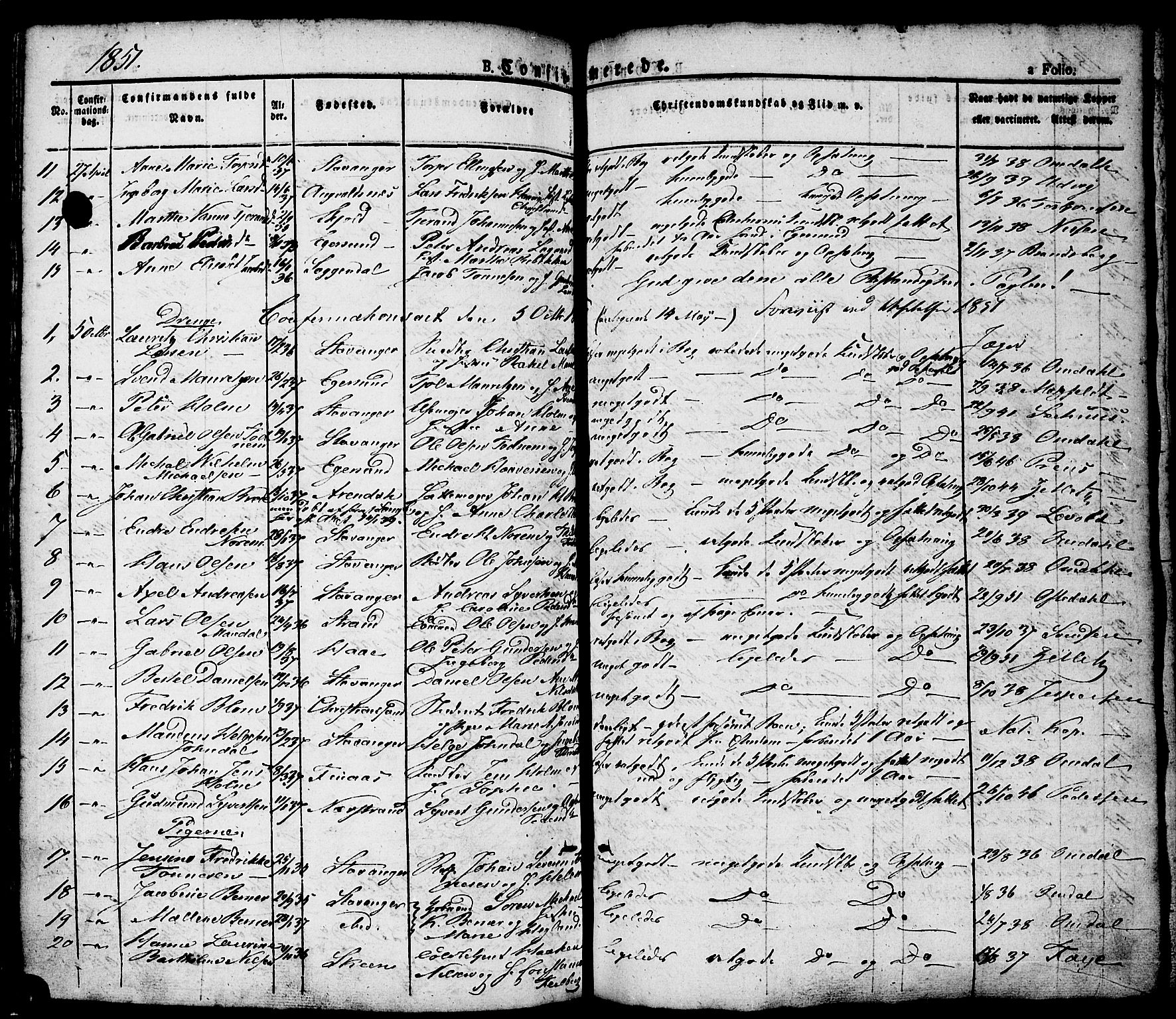 Domkirken sokneprestkontor, AV/SAST-A-101812/001/30/30BA/L0011: Parish register (official) no. A 11, 1832-1856