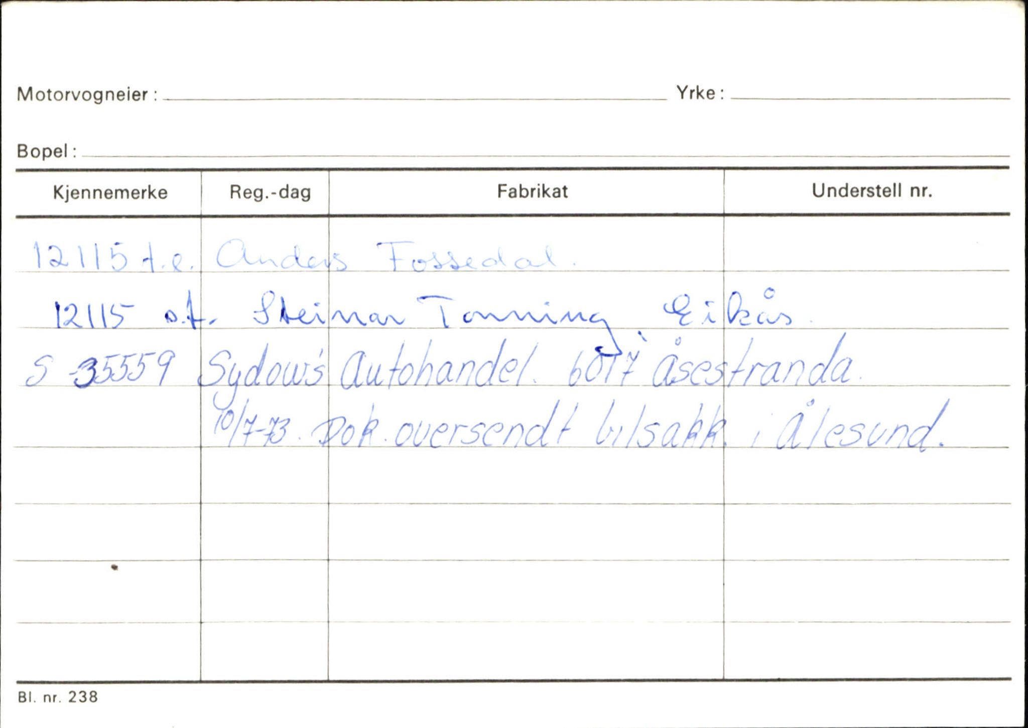 Statens vegvesen, Sogn og Fjordane vegkontor, AV/SAB-A-5301/4/F/L0133: Eigarregister Bremanger A-Å. Gaular A-H, 1945-1975, p. 862