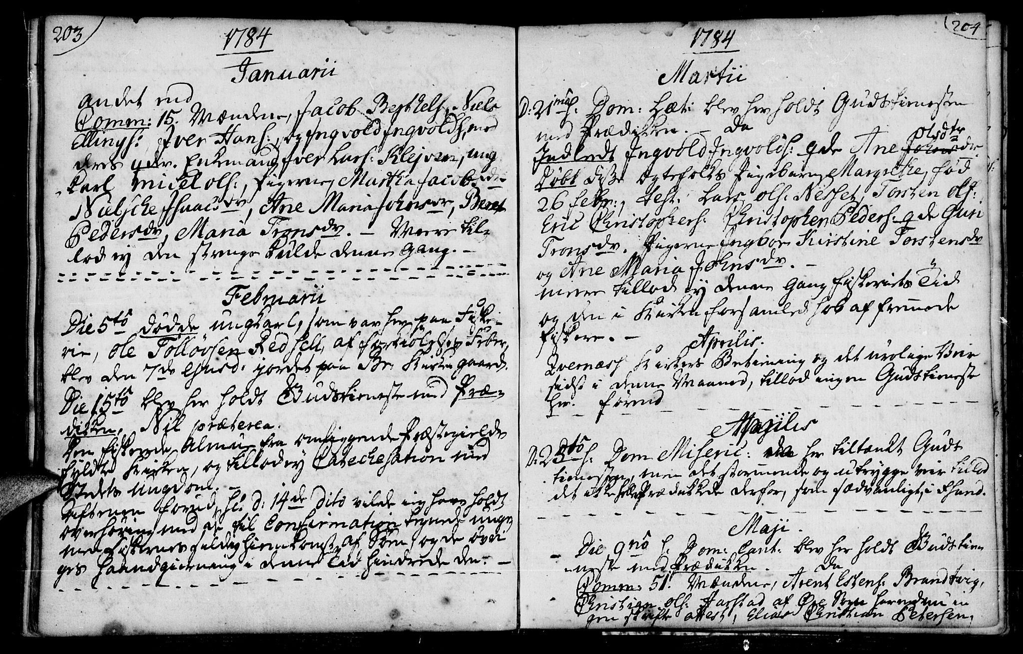 Ministerialprotokoller, klokkerbøker og fødselsregistre - Møre og Romsdal, SAT/A-1454/574/L0876: Parish register (official) no. 574A02, 1754-1814, p. 203-204