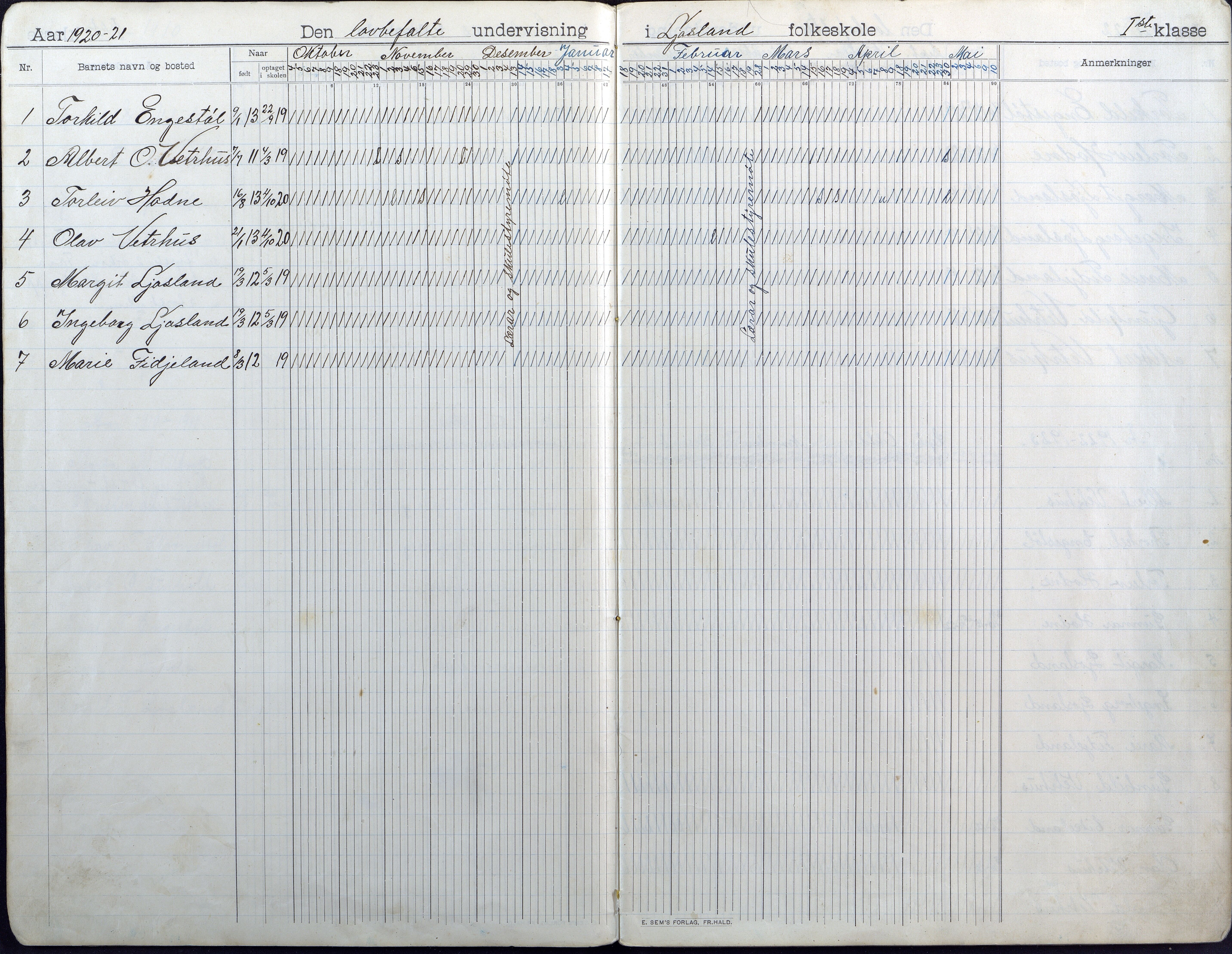 Iveland kommune, De enkelte kretsene/Skolene, AAKS/KA0935-550/A_7/L0004: Dagbok for Ljosland skole, 1907-1954