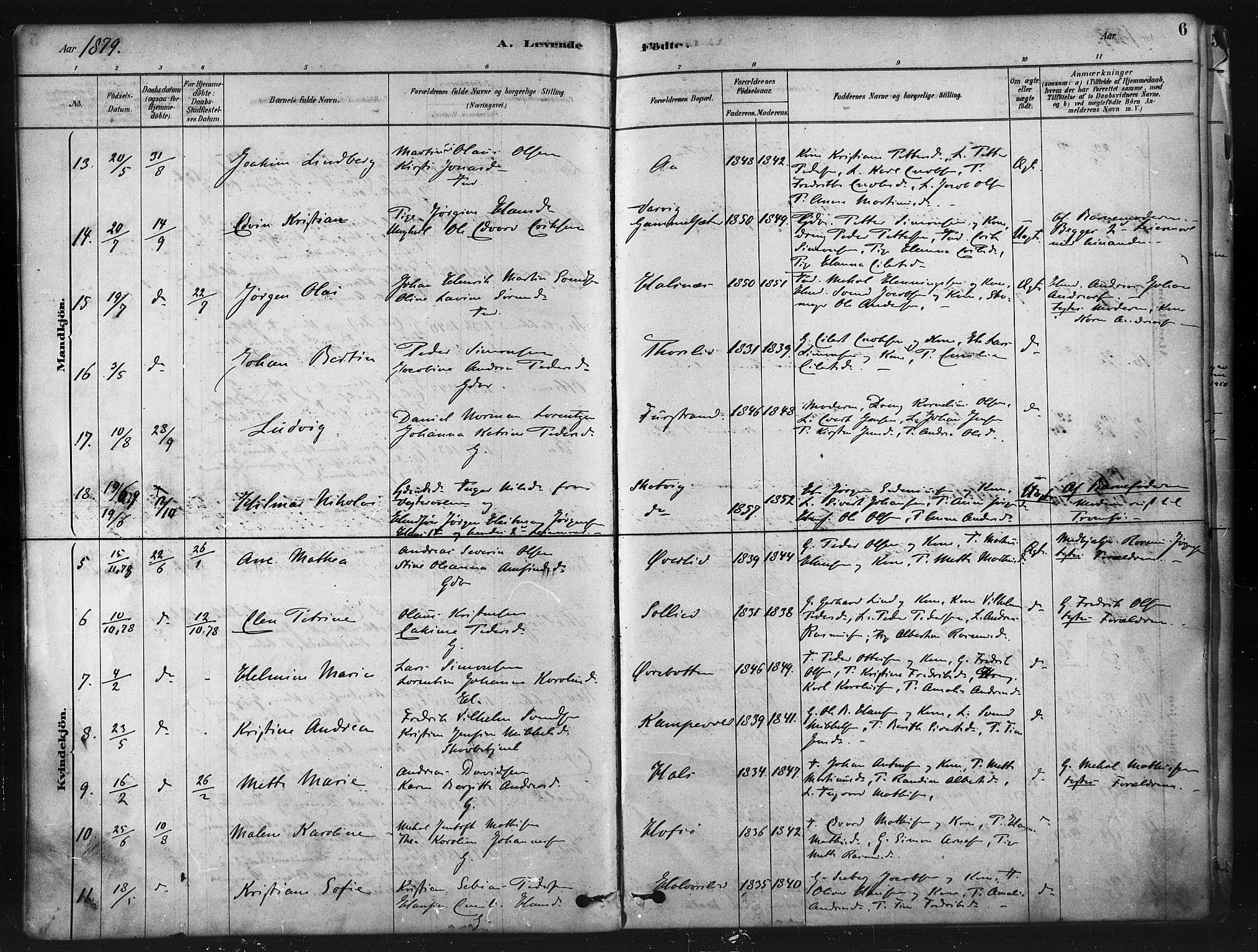 Tranøy sokneprestkontor, SATØ/S-1313/I/Ia/Iaa/L0009kirke: Parish register (official) no. 9, 1878-1904, p. 6