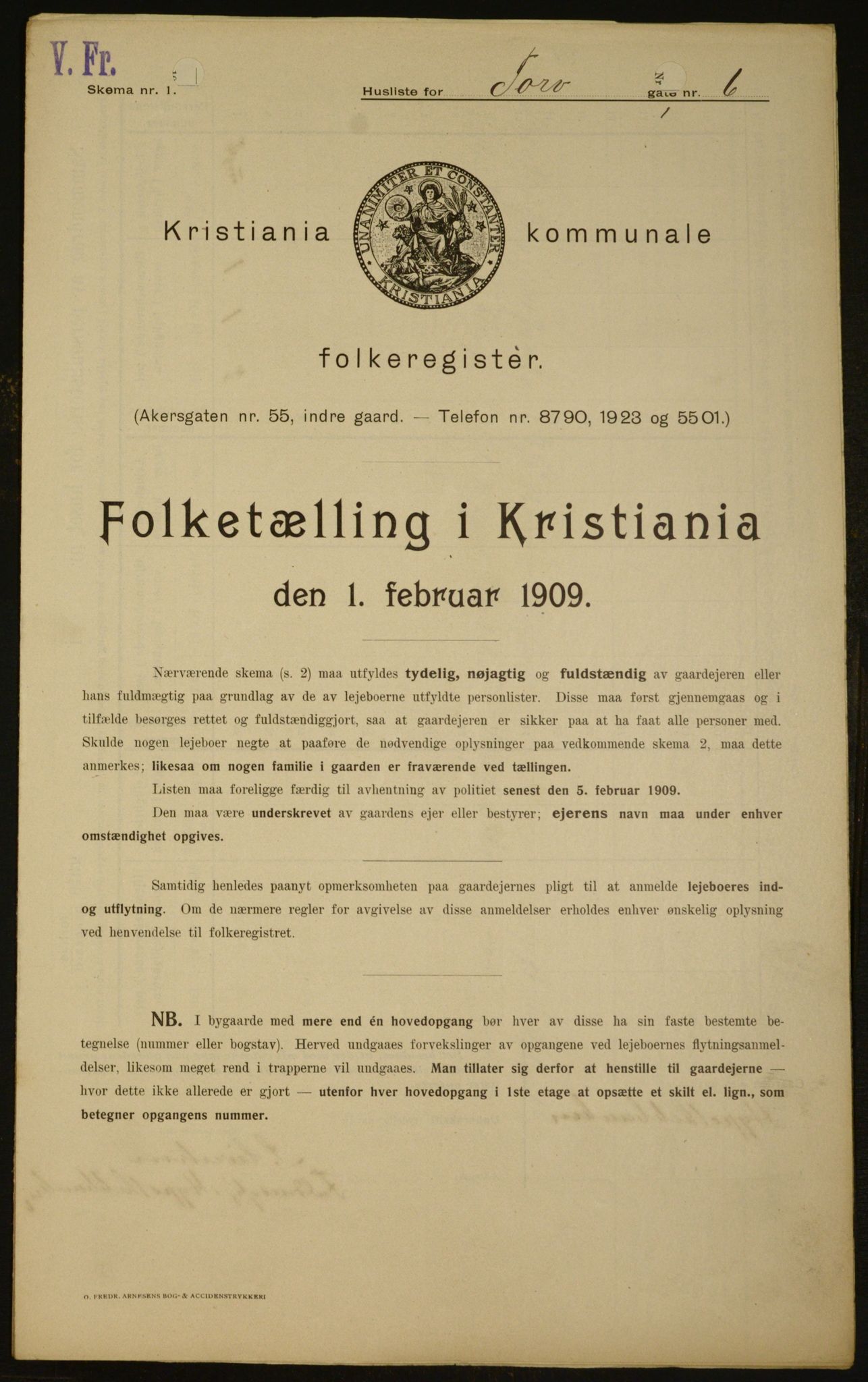 OBA, Municipal Census 1909 for Kristiania, 1909, p. 103333