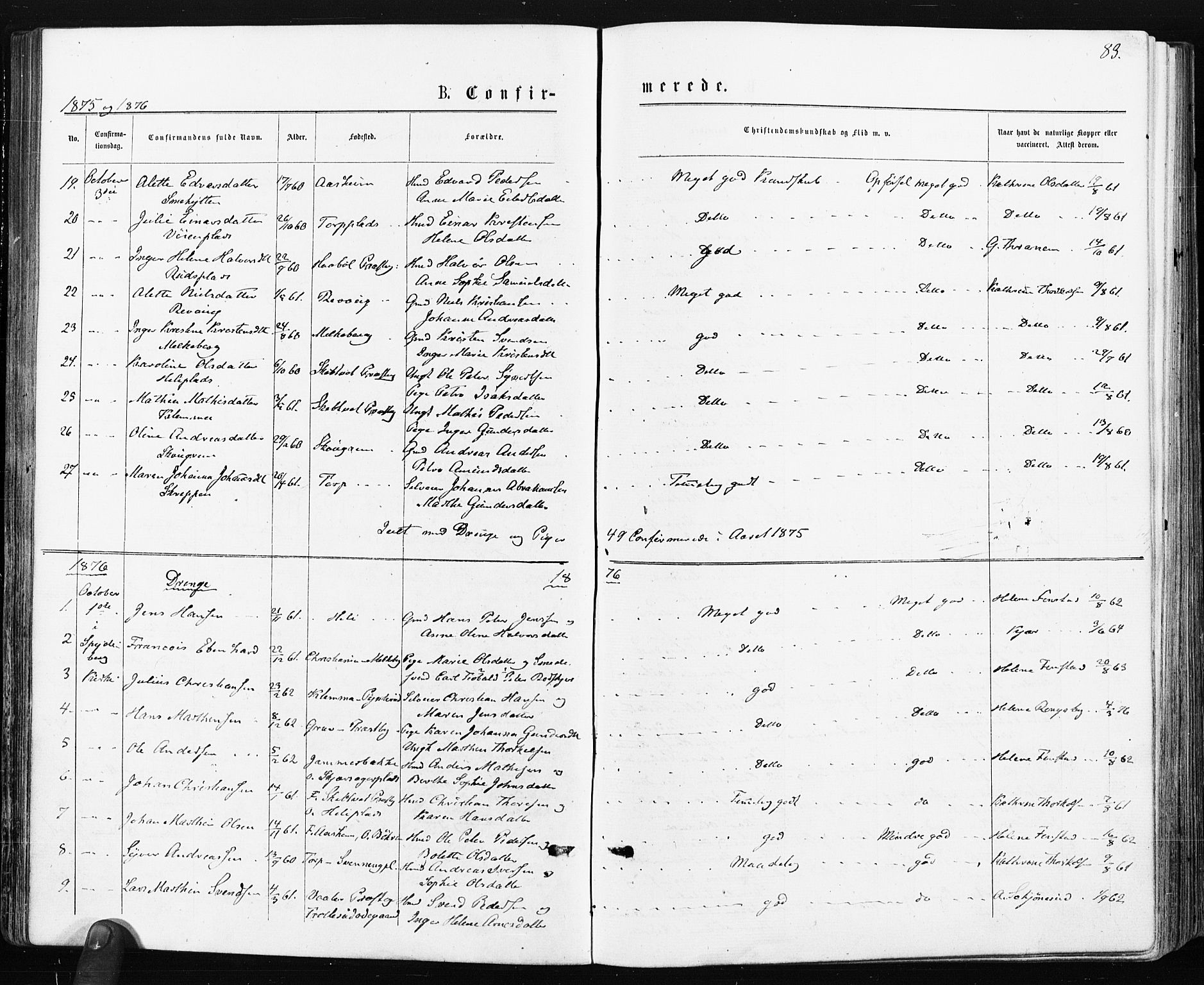 Spydeberg prestekontor Kirkebøker, AV/SAO-A-10924/F/Fa/L0007: Parish register (official) no. I 7, 1875-1885, p. 83