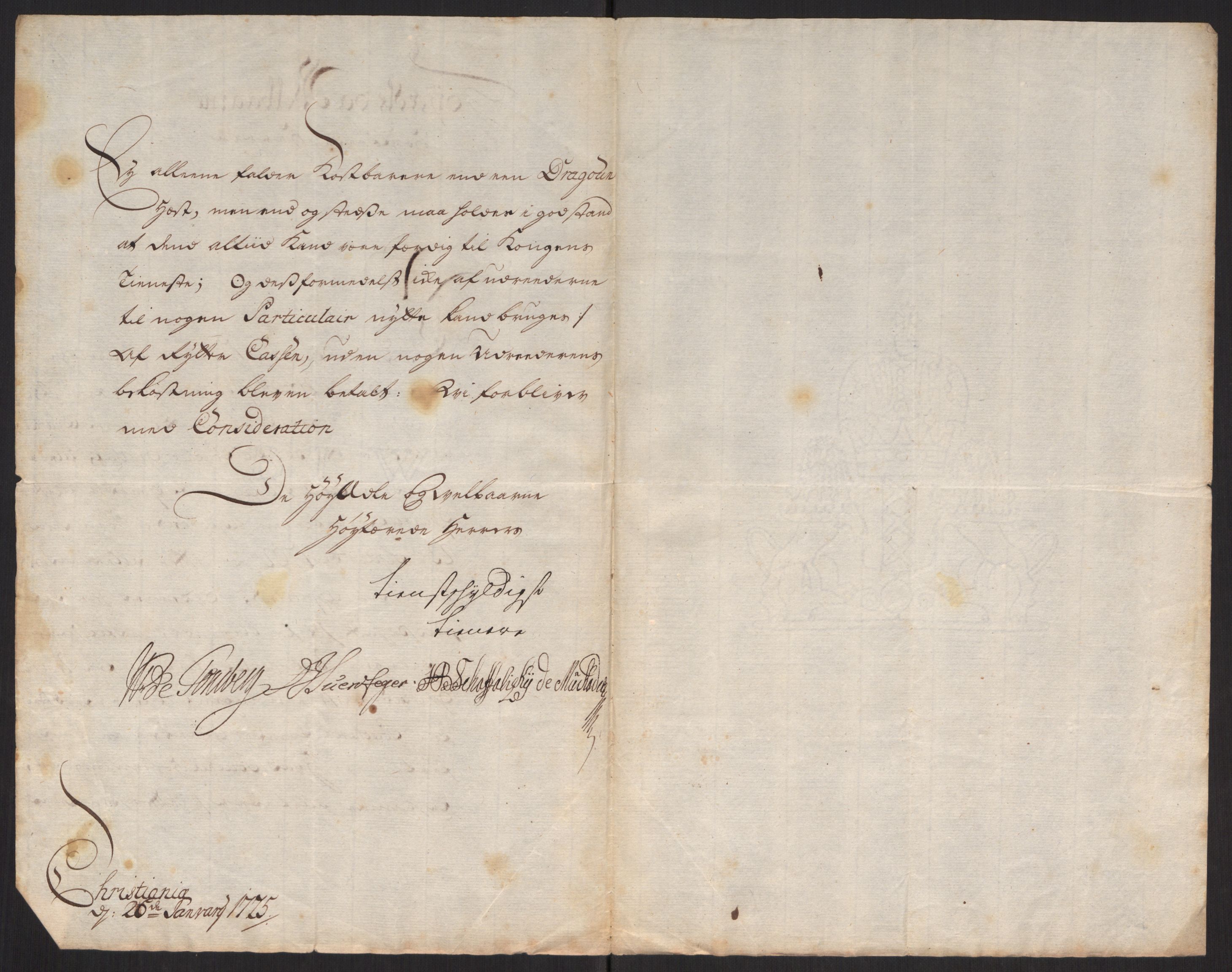 Kommanderende general (KG I) med Det norske krigsdirektorium, AV/RA-EA-5419/D/L0060: Stattholderens, stiftamtmenns og amtmenns brev, 1720-1730, p. 258