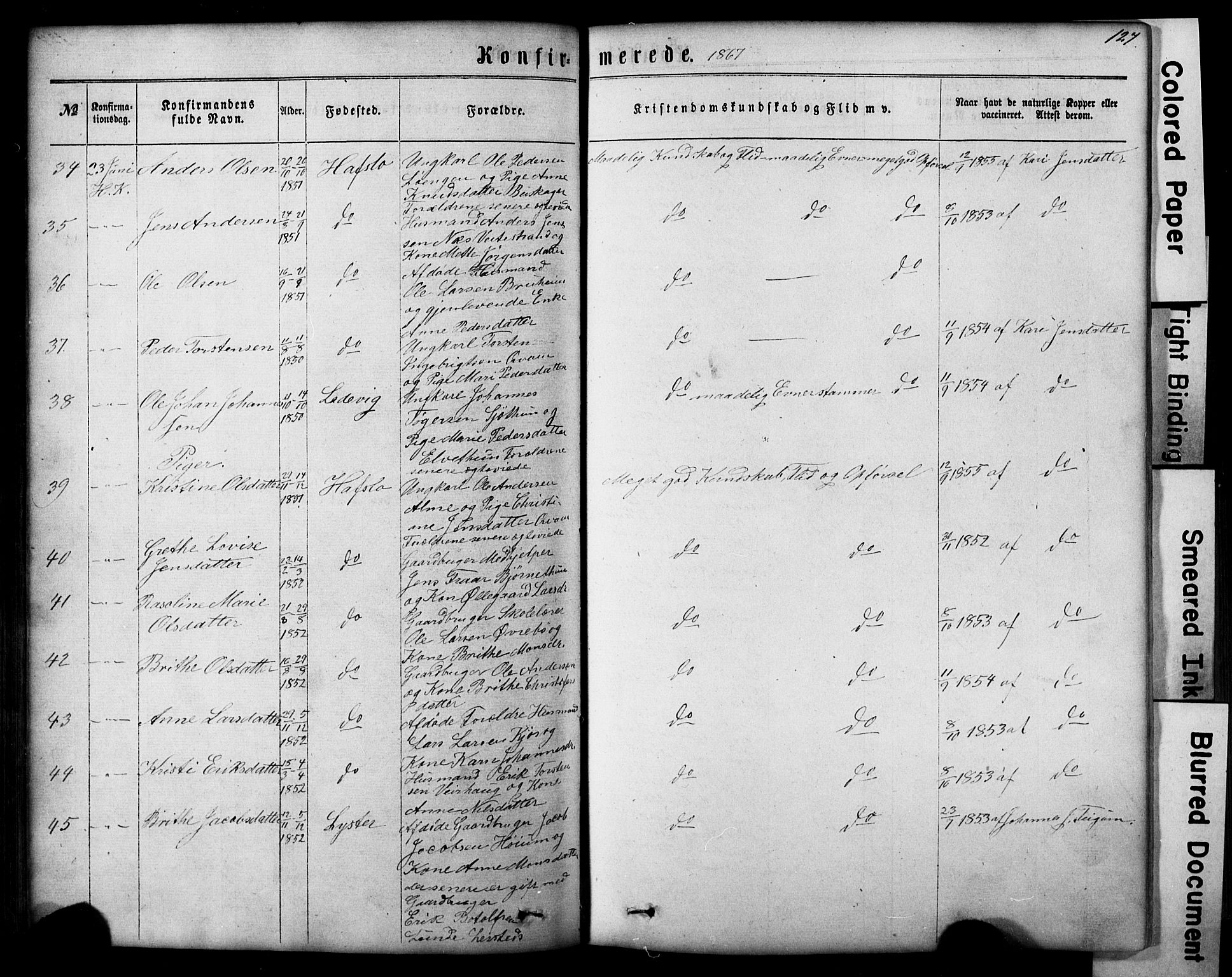 Hafslo sokneprestembete, AV/SAB-A-80301/H/Hab/Haba/L0001: Parish register (copy) no. A 1, 1866-1908, p. 127