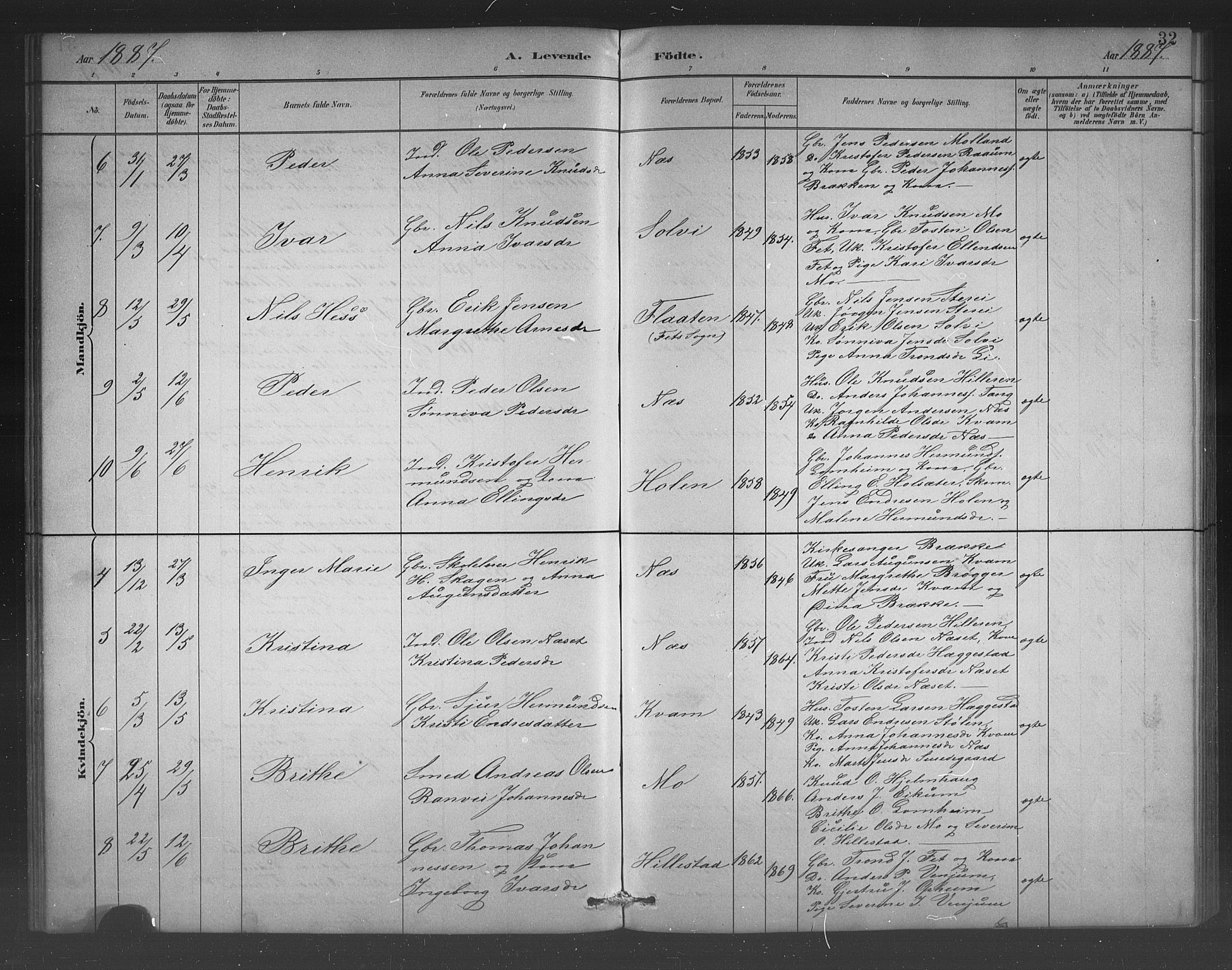 Hafslo sokneprestembete, AV/SAB-A-80301/H/Hab/Habb/L0001: Parish register (copy) no. B 1, 1882-1908, p. 32