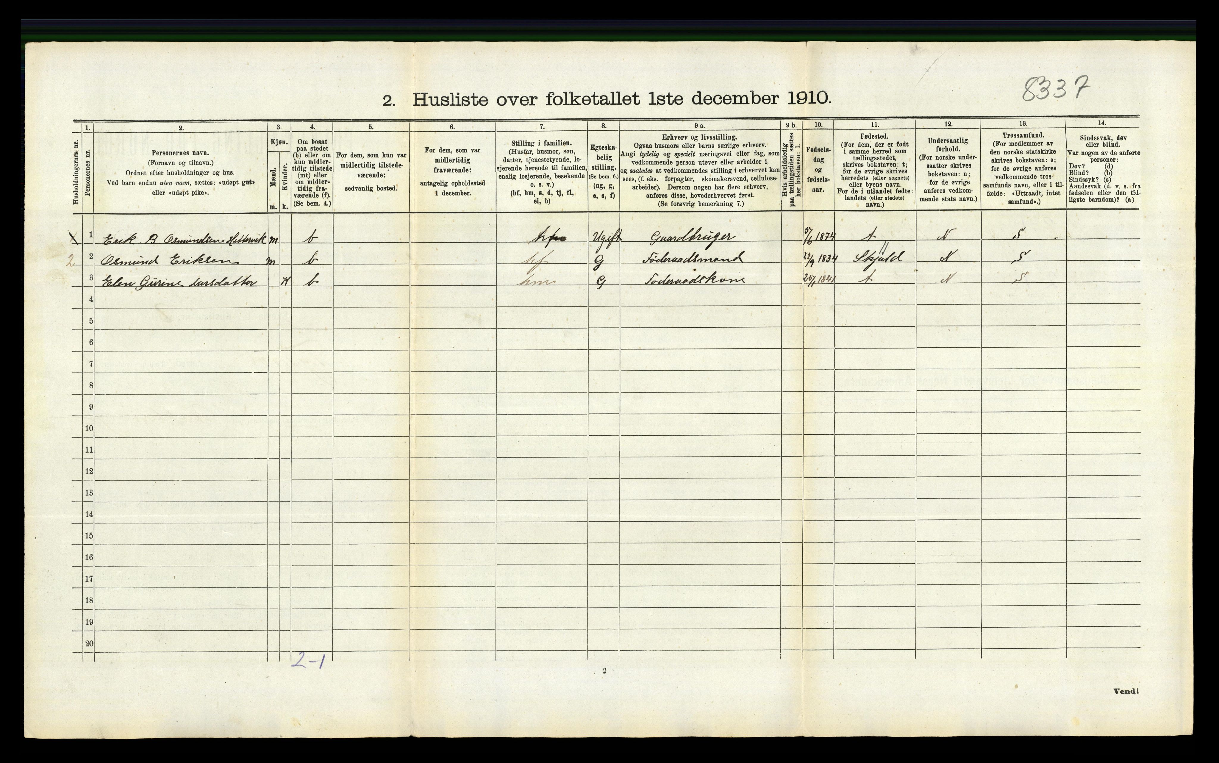 RA, 1910 census for Tysvær, 1910, p. 474