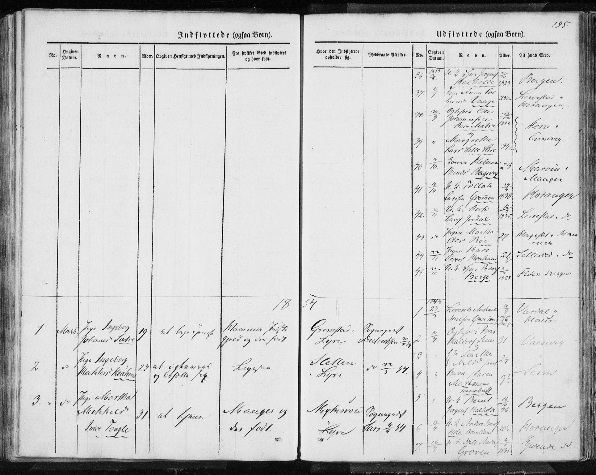 Lindås Sokneprestembete, AV/SAB-A-76701/H/Haa/Haaa/L0010: Parish register (official) no. A 10, 1842-1862, p. 195