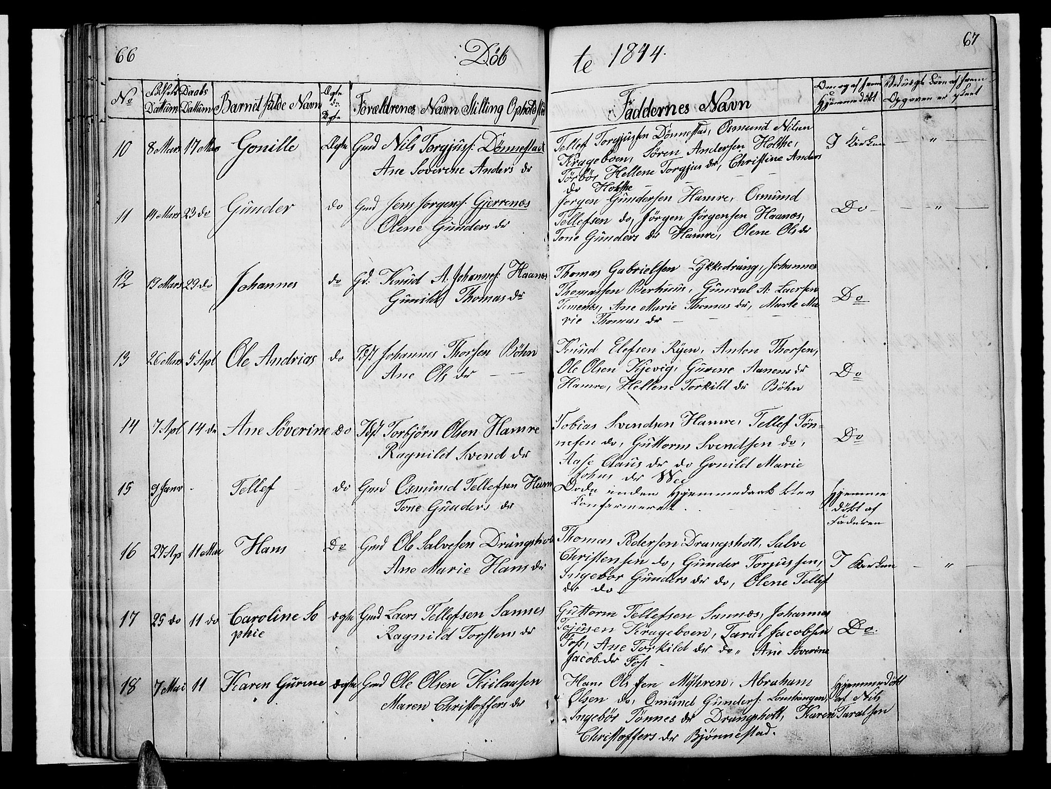 Tveit sokneprestkontor, AV/SAK-1111-0043/F/Fb/L0002: Parish register (copy) no. B 2, 1835-1854, p. 66-67